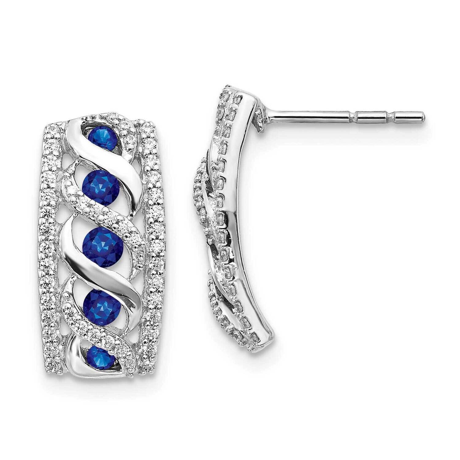Sapphire Fancy Earrings 14k White Gold Diamond EM3848-SA-033-WA, MPN: EM3848-SA-033-WA, 191101836206