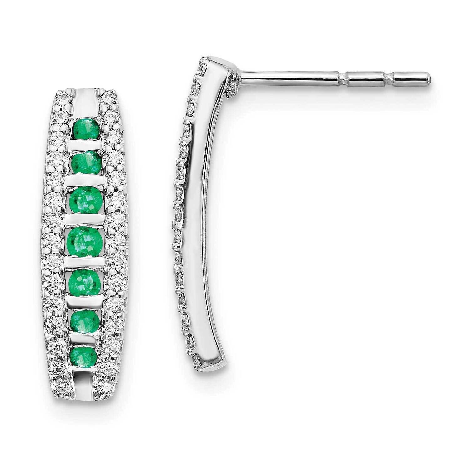 Emerald Fancy Earrings 14k White Gold Diamond EM3849-EM-030-WA, MPN: EM3849-EM-030-WA, 191101836213