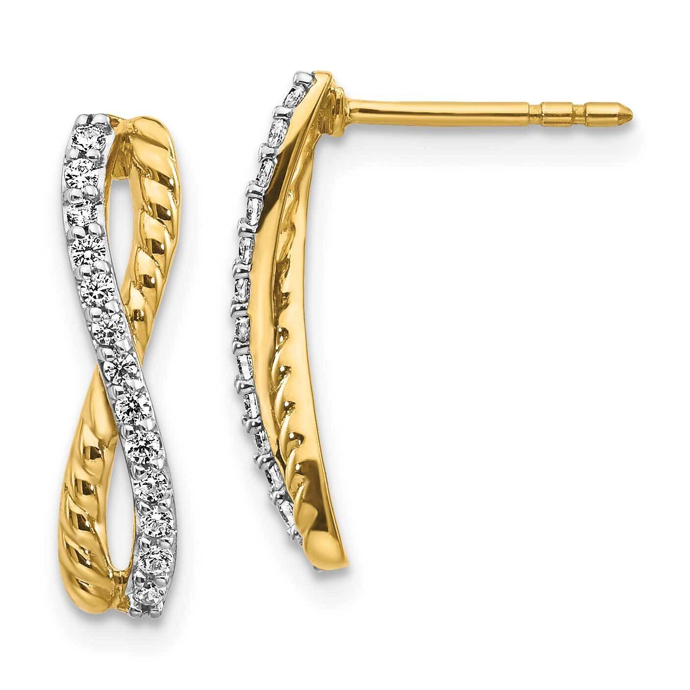 Diamond Fancy Twist Post Earrings 14k Two-Tone Gold EM3859-020-YWA, MPN: EM3859-020-YWA, 8839573743…