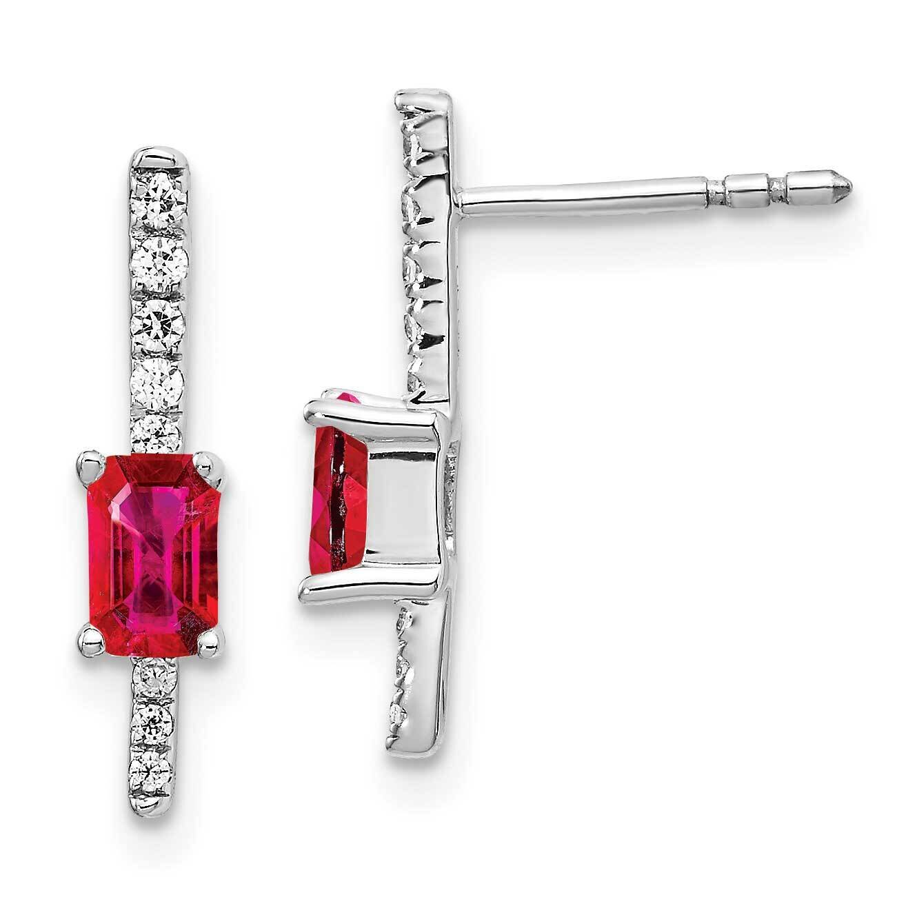 Ruby Fancy Earrings 14k White Gold Diamond EM3874-RU-014-WA, MPN: EM3874-RU-014-WA, 191101836343