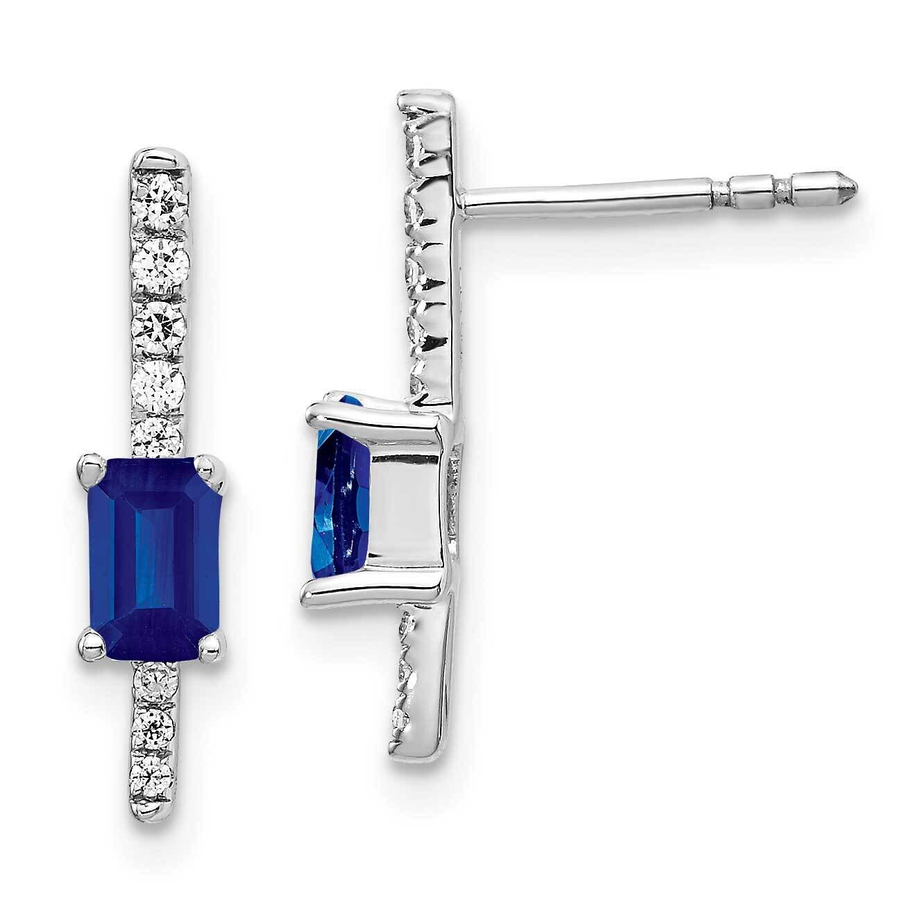 Sapphire Fancy Earrings 14k White Gold Diamond EM3874-SA-014-WA, MPN: EM3874-SA-014-WA, 191101836350