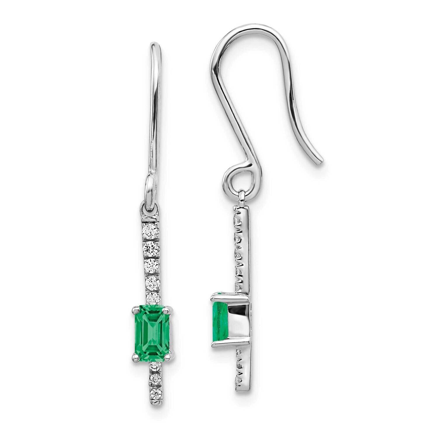 Emerald Fancy Earrings 14k White Gold Diamond EM3875-EM-014-WA, MPN: EM3875-EM-014-WA, 191101836367