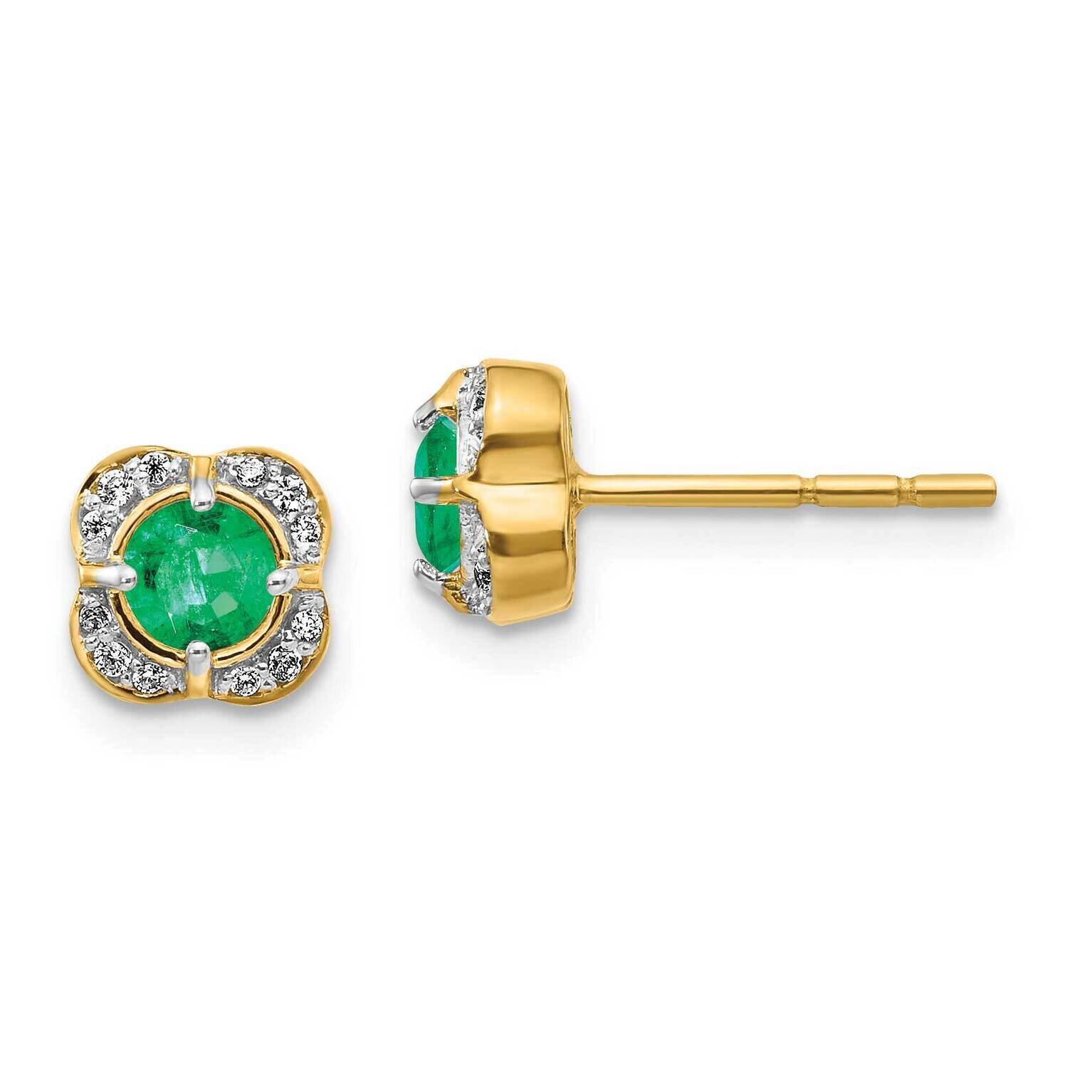 Emerald Fancy Earrings 14k Gold Diamond EM3923-EM-009-YA, MPN: EM3923-EM-009-YA, 191101836633