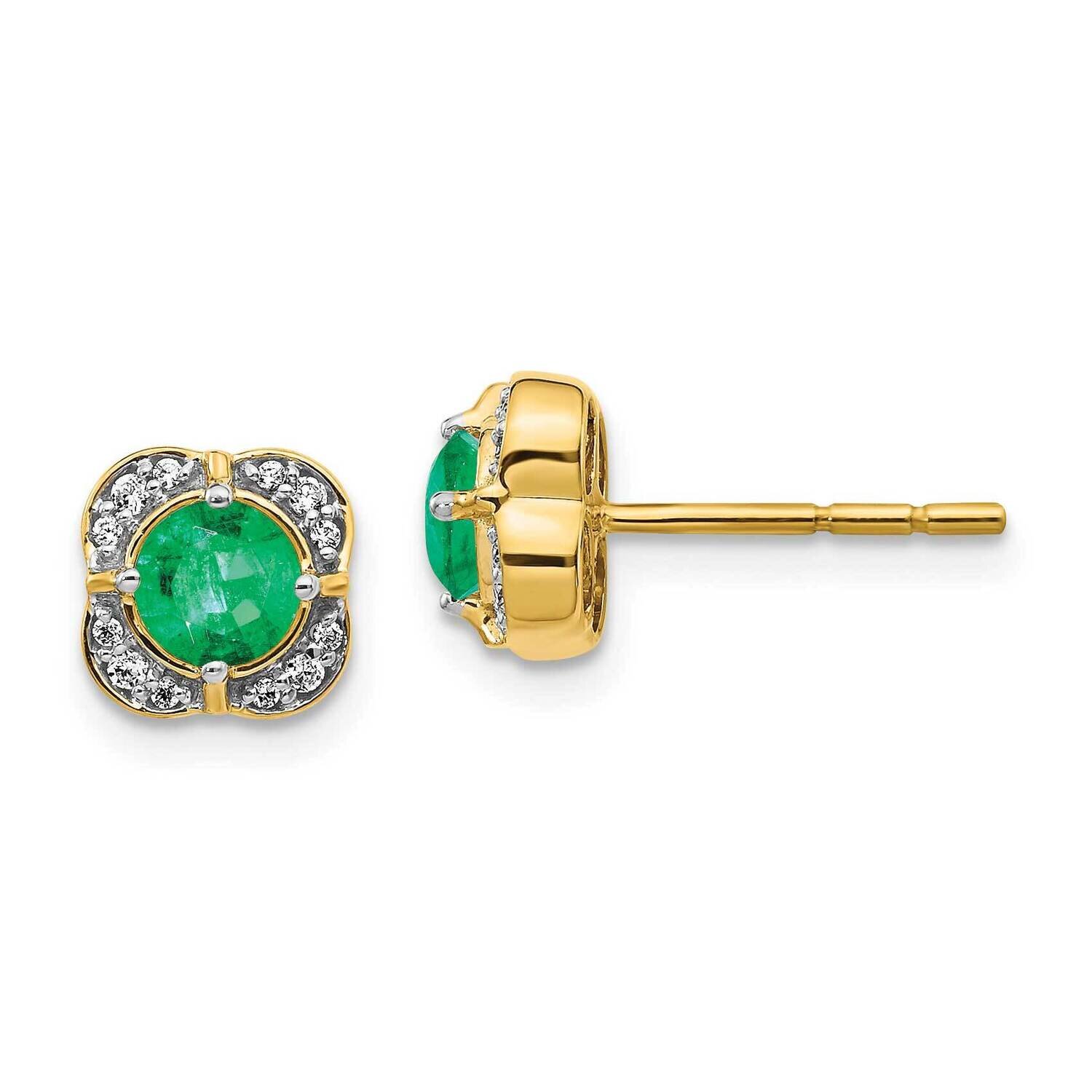 Emerald Fancy Earrings 14k Gold Diamond EM3923-EM-010-YA, MPN: EM3923-EM-010-YA, 191101836640