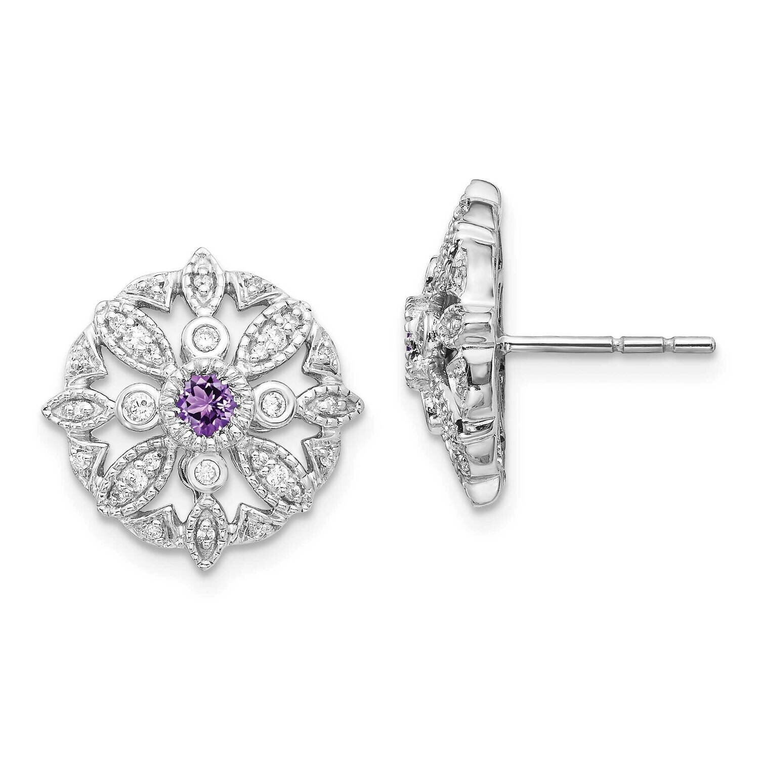Amethyst Fancy Earrings 14k White Gold Diamond EM3942-AM-020-WA, MPN: EM3942-AM-020-WA, 191101836725