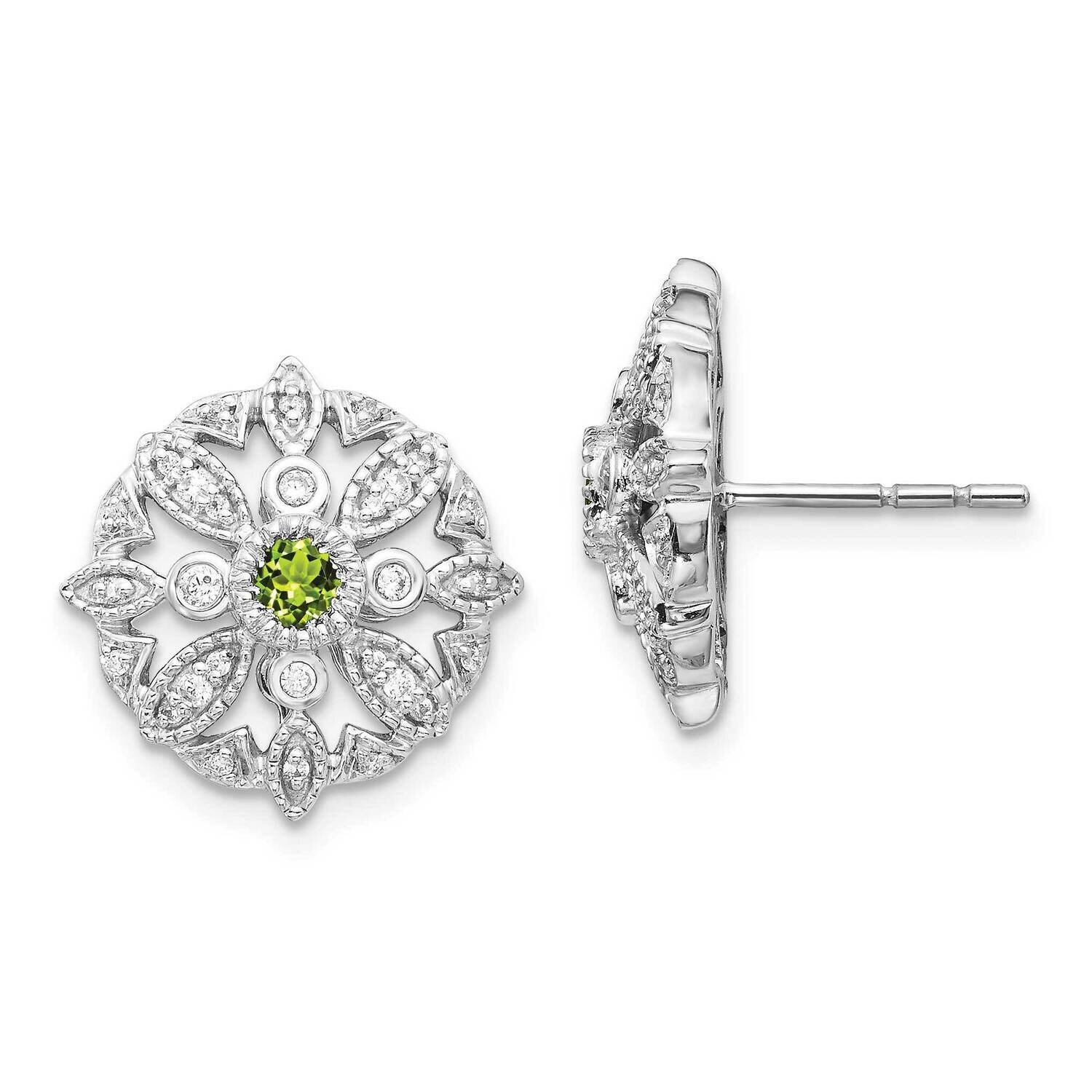 Peridot Fancy Earrings 14k White Gold Diamond EM3942-PE-020-WA, MPN: EM3942-PE-020-WA, 191101836763