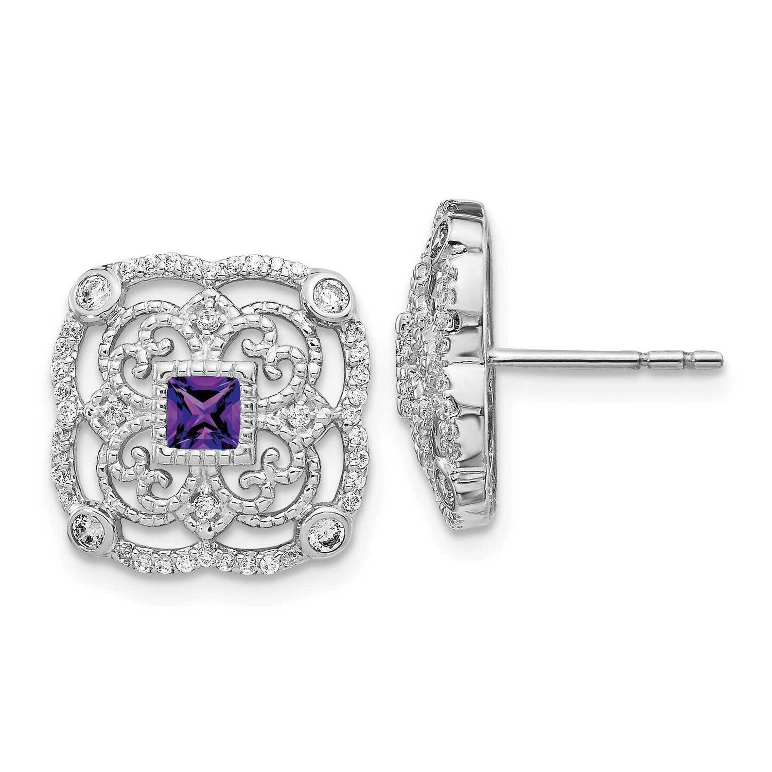 Amethyst Fancy Earrings 14k White Gold Diamond EM3943-AM-038-WA, MPN: EM3943-AM-038-WA, 191101836770