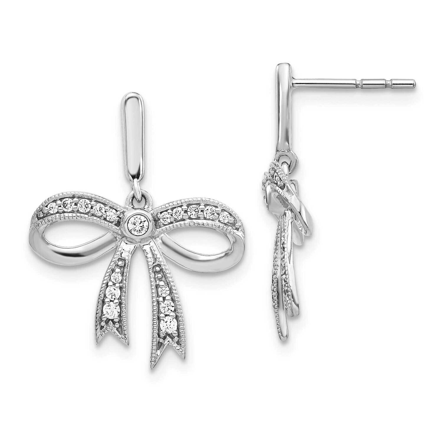 Bow Post Earrings 14k White Gold Diamond EM3969-025-WA, MPN: EM3969-025-WA, 883957375144