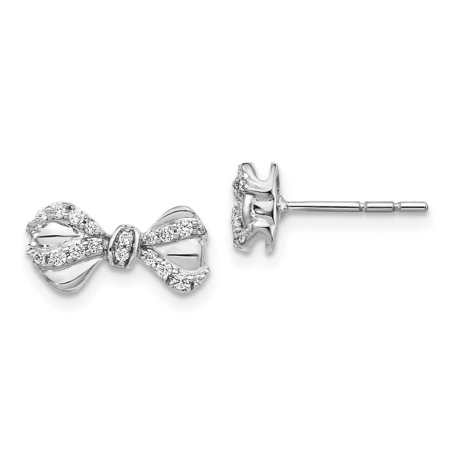 Bow Post Earrings 14k White Gold Diamond EM3970-020-WA, MPN: EM3970-020-WA, 883957375168