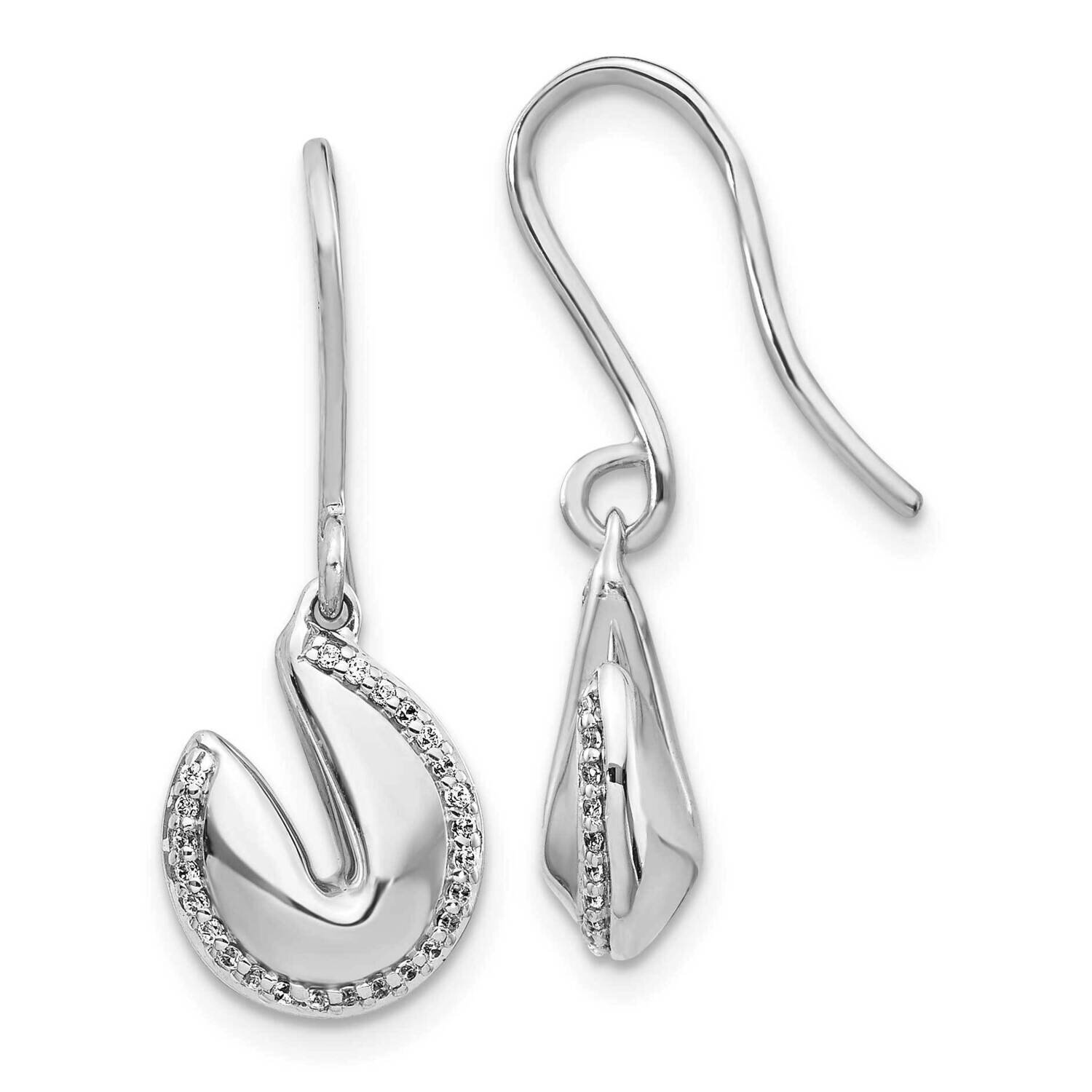 Fortune Cookie Earrings 14k White Gold Diamond EM3998-015-WA, MPN: EM3998-015-WA, 883957260891