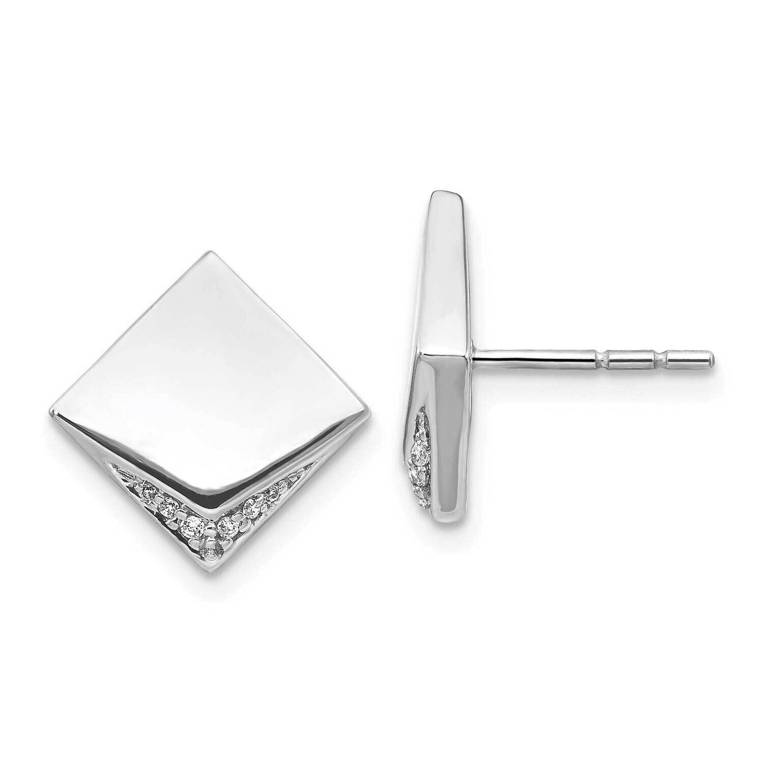 Fancy Square Earrings 14k White Gold Diamond EM4004-006-WA, MPN: EM4004-006-WA, 883957260914