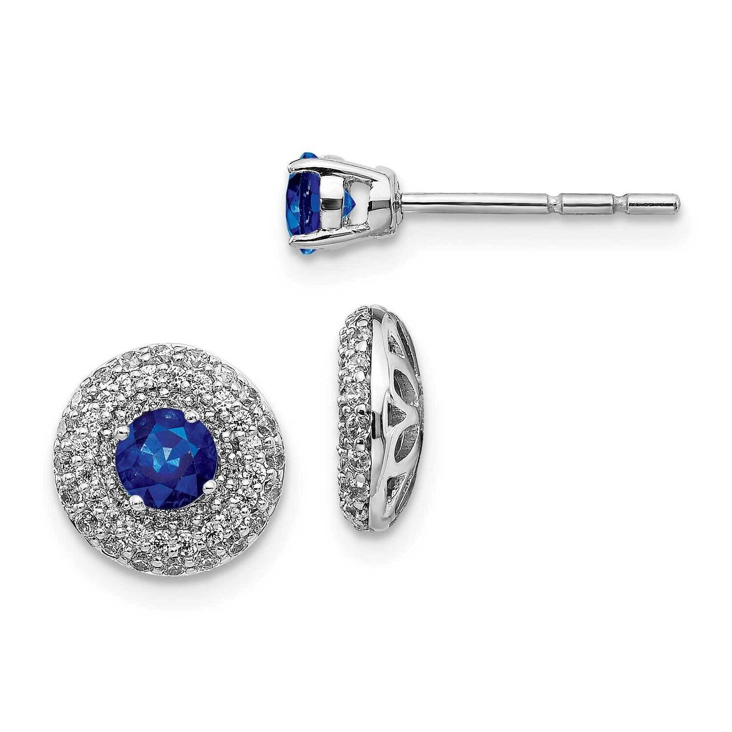 Sapphire Stud with Jacket Earrings 14k White Gold Diamond EM4020-SA-050-WA, MPN: EM4020-SA-050-WA, …