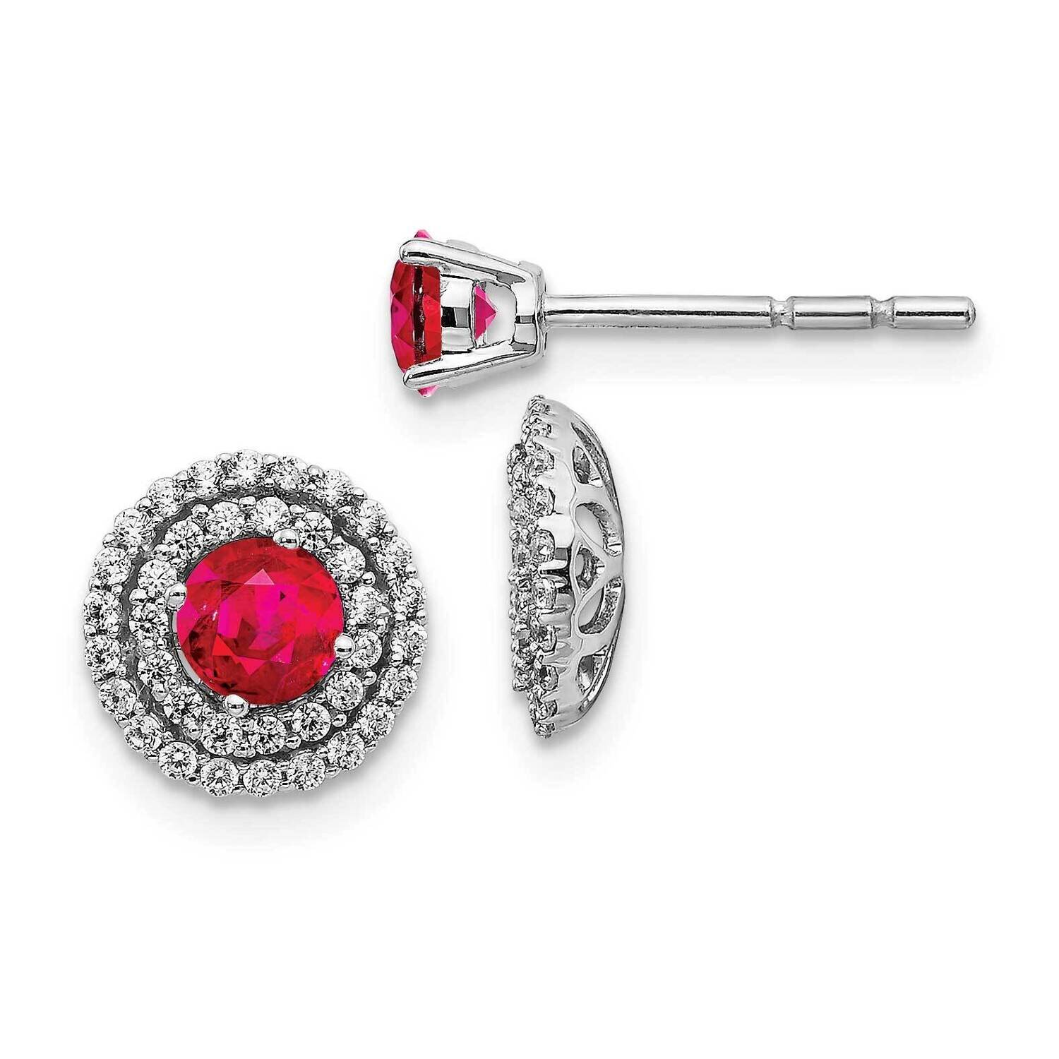 Ruby Earrings 14k White Gold Diamond EM4021-RU-037-WA, MPN: EM4021-RU-037-WA, 191101836961