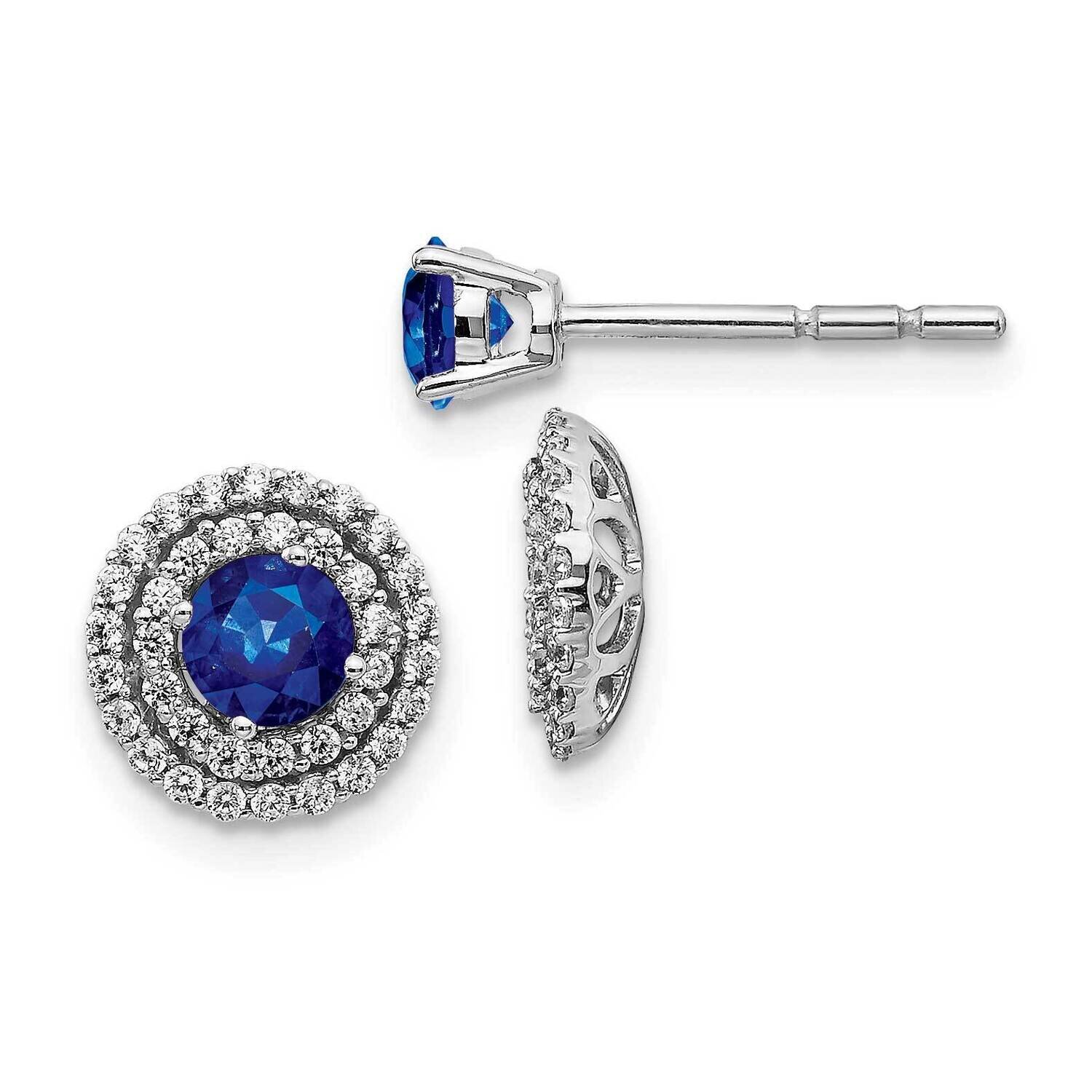 Sapphire Earrings 14k White Gold Diamond EM4021-SA-037-WA, MPN: EM4021-SA-037-WA, 191101836978