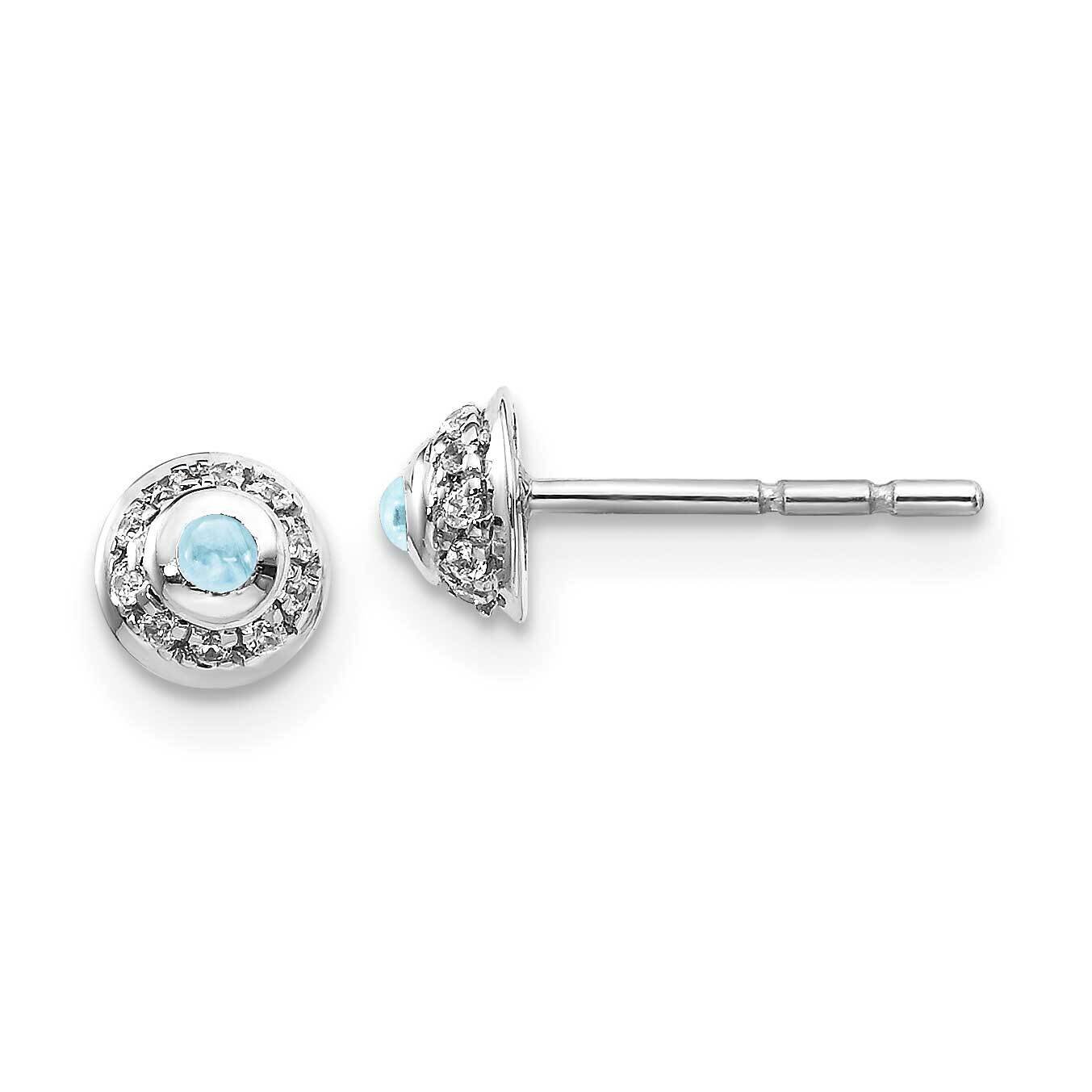 Cabochon Aquamarine Earrings 14k White Gold Diamond EM4030-AQ-008-WA, MPN: EM4030-AQ-008-WA, 191101…