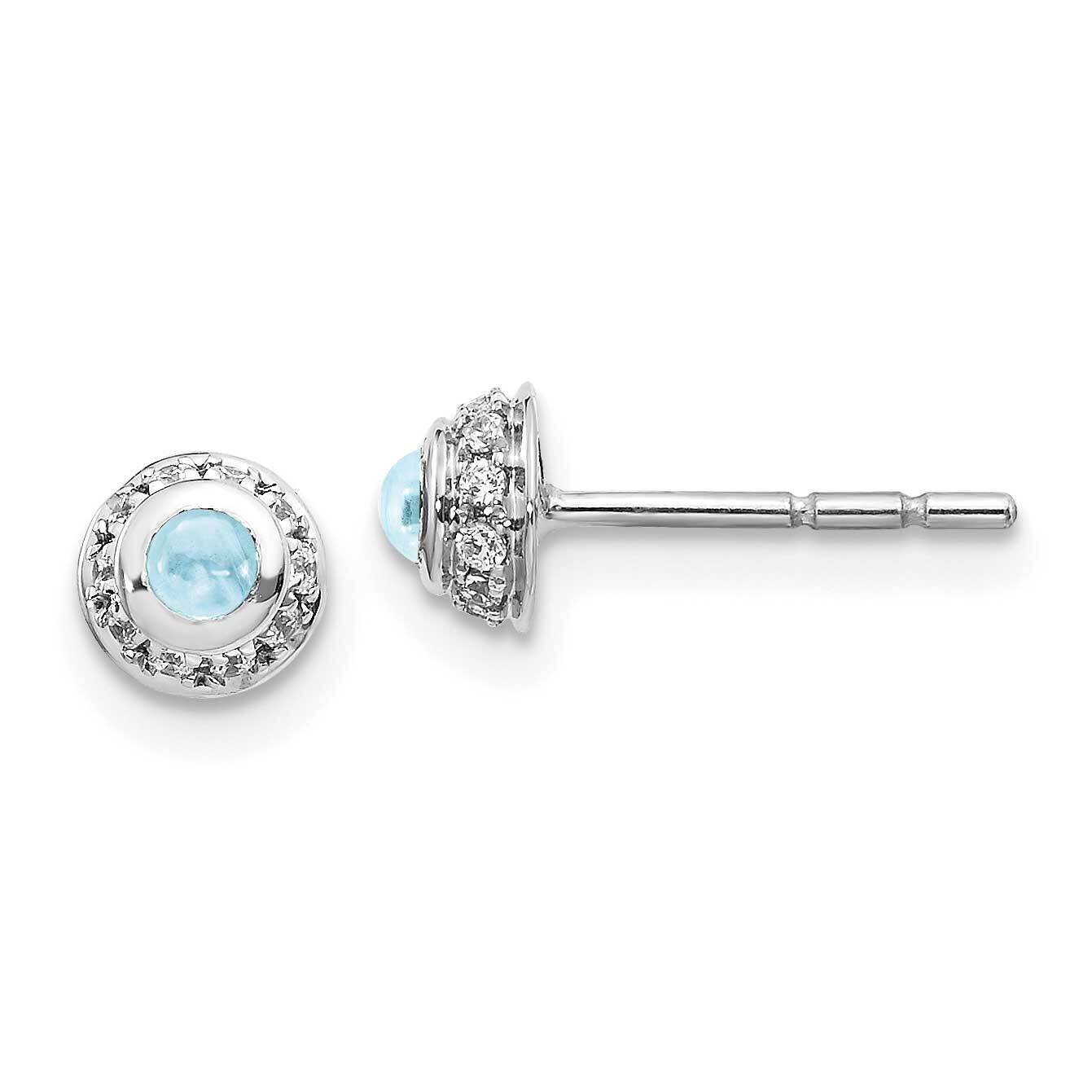 Cabochon Aquamarine Earrings 14k White Gold Diamond EM4030-AQ-010-WA, MPN: EM4030-AQ-010-WA, 191101…