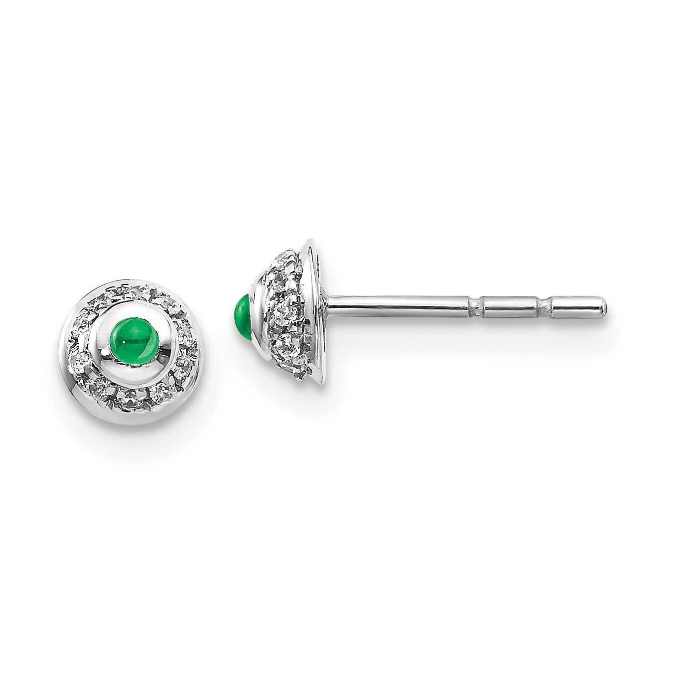 Cabochon Emerald Earrings 14k White Gold Diamond EM4030-EM-008-WA, MPN: EM4030-EM-008-WA, 191101837…