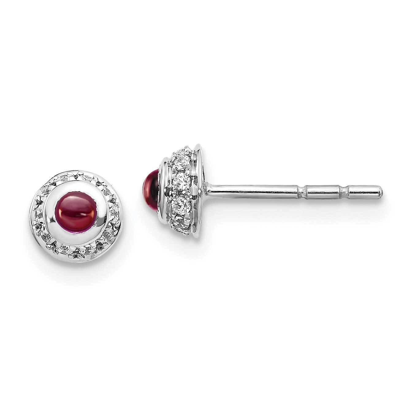 Cabochon Garnet Earrings 14k White Gold Diamond EM4030-GA-010-WA, MPN: EM4030-GA-010-WA, 1911018371…
