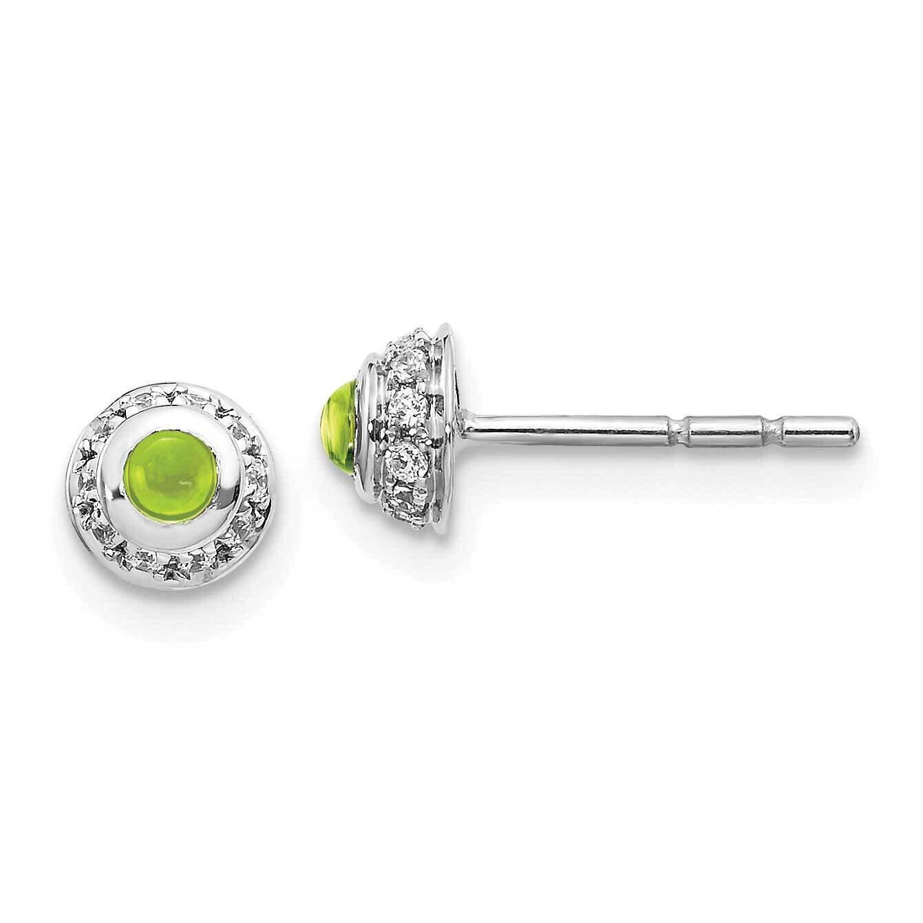 Cabochon Peridot Earrings 14k White Gold Diamond EM4030-PE-010-WA, MPN: EM4030-PE-010-WA, 191101837…