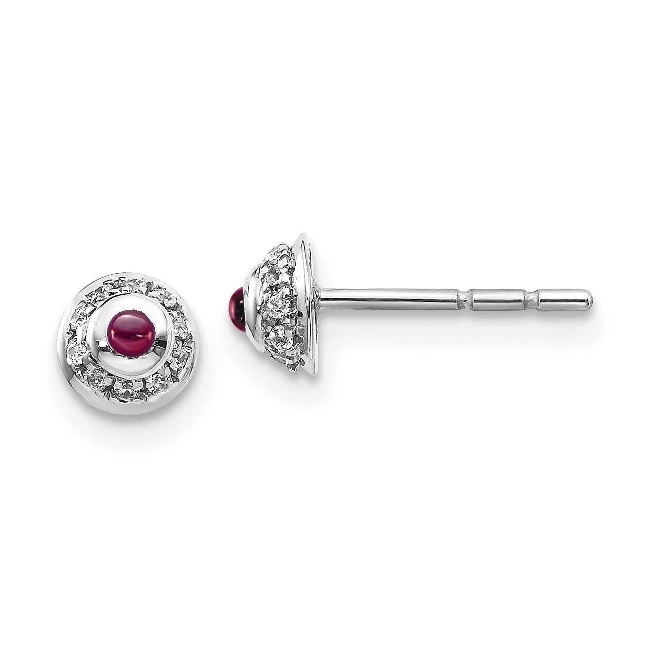 Cabochon Rhodolite Garnet Earrings 14k White Gold Diamond EM4030-RG-008-WA, MPN: EM4030-RG-008-WA, …