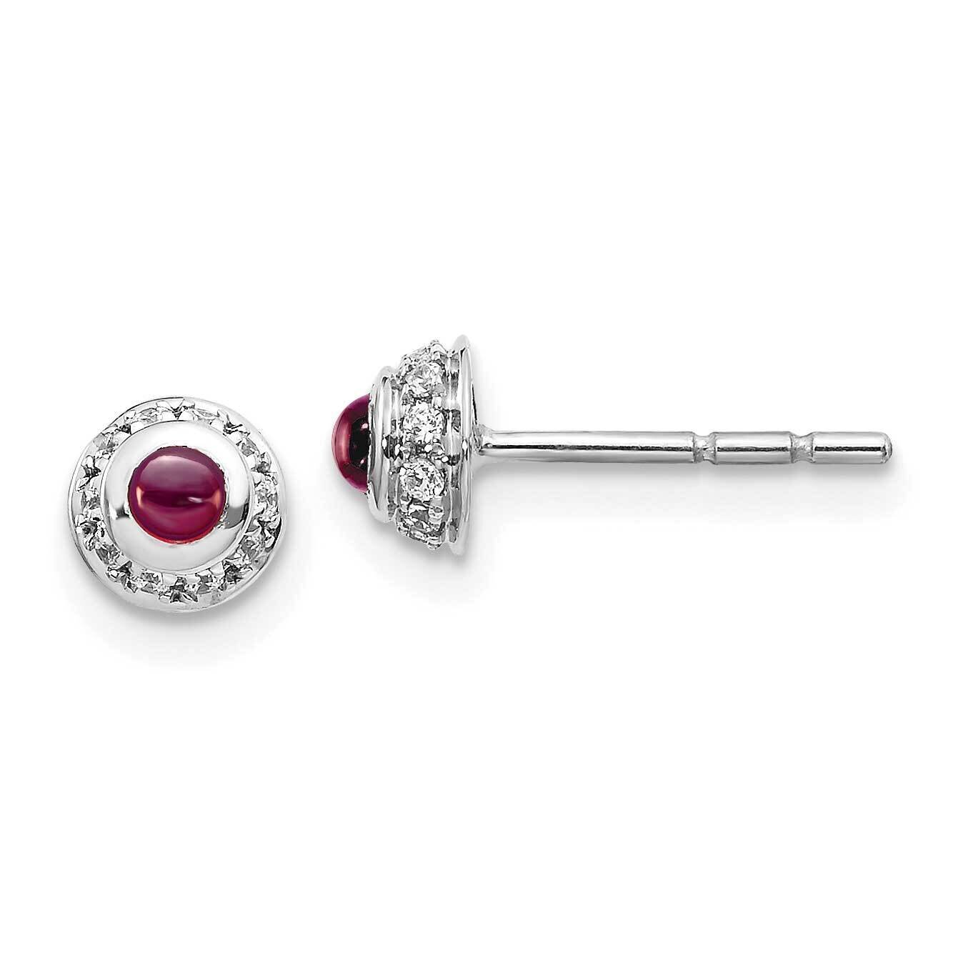 Cabochon Rhodolite Garnet Earrings 14k White Gold Diamond EM4030-RG-010-WA, MPN: EM4030-RG-010-WA, …