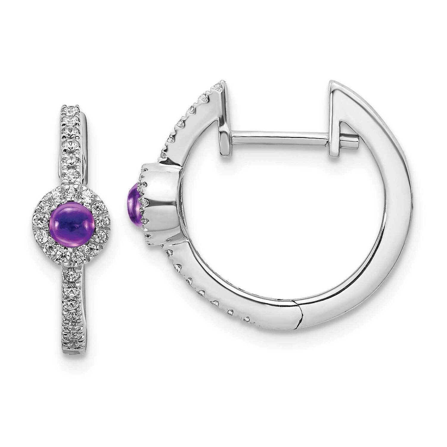 Cabochon Amethyst Earrings 14k White Gold Diamond EM4031-AM-020-WA, MPN: EM4031-AM-020-WA, 19110183…