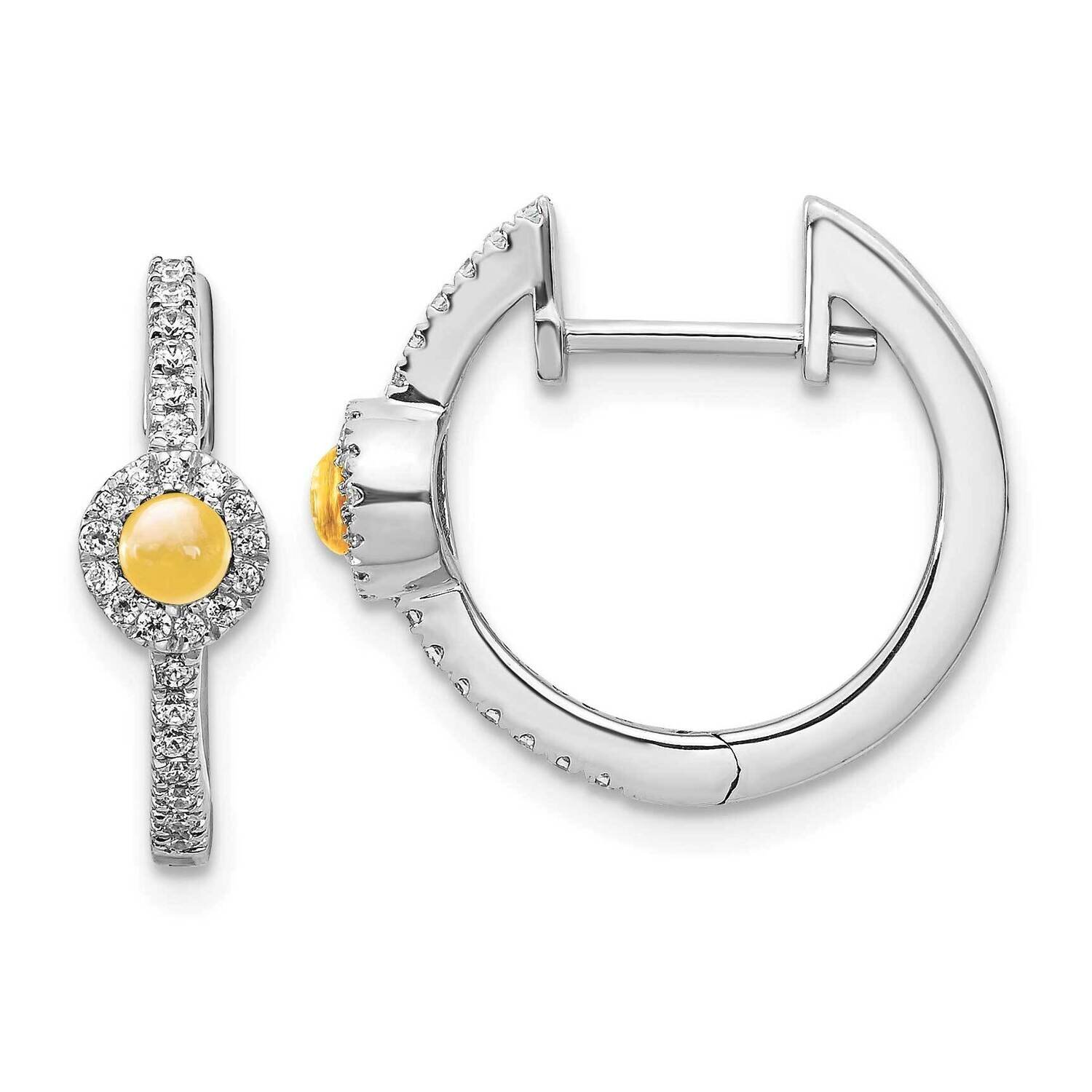 Cabochon Citrine Earrings 14k White Gold Diamond EM4031-CI-020-WA, MPN: EM4031-CI-020-WA, 191101837…