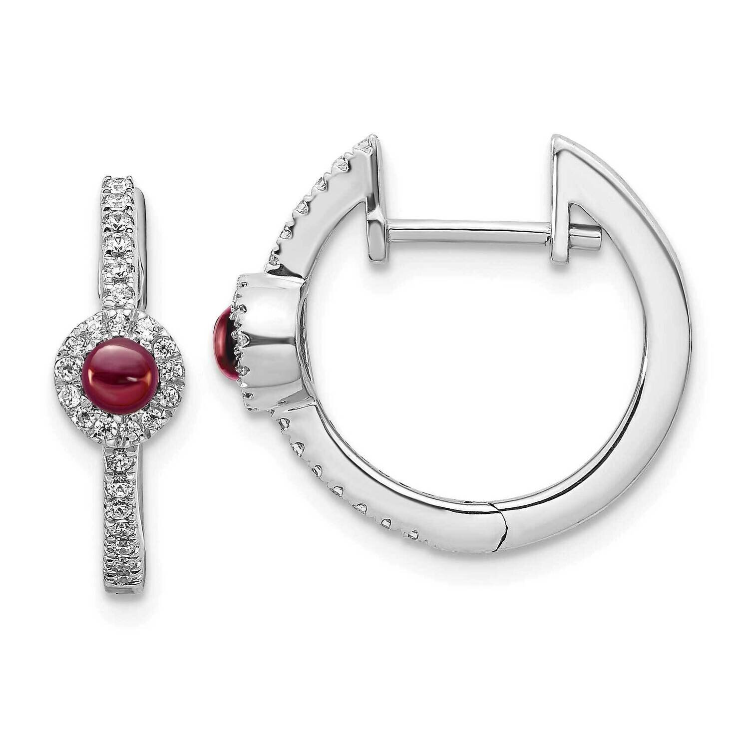 Cabochon Garnet Earrings 14k White Gold Diamond EM4031-GA-020-WA, MPN: EM4031-GA-020-WA, 1911018373…