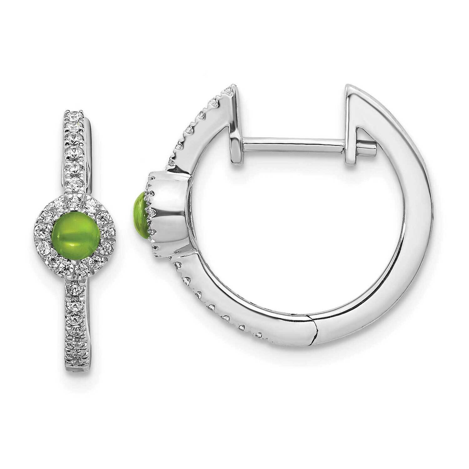 Cabochon Peridot Earrings 14k White Gold Diamond EM4031-PE-020-WA, MPN: EM4031-PE-020-WA, 191101837…