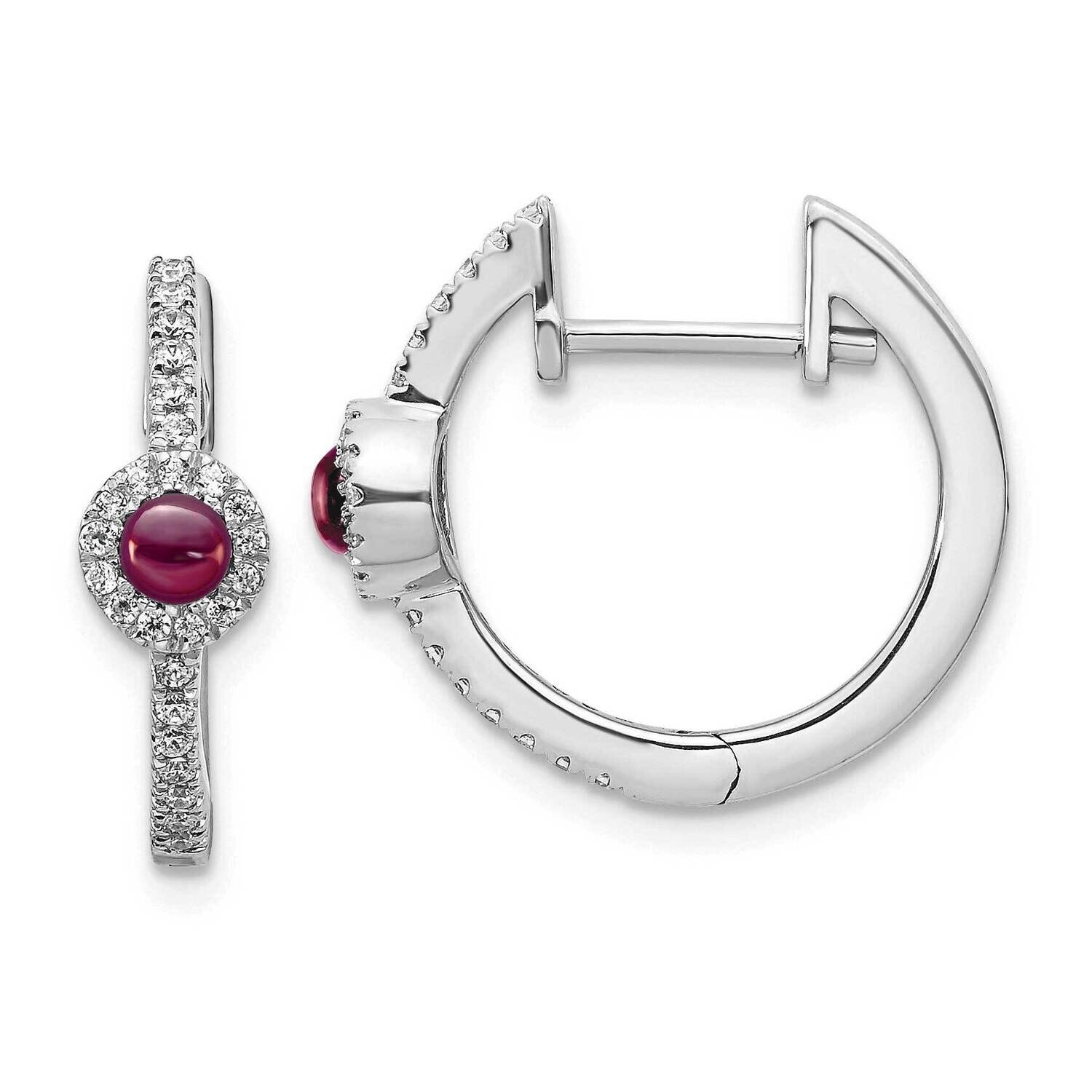 Cabochon Rhodolite Garnet Earrings 14k White Gold Diamond EM4031-RG-020-WA, MPN: EM4031-RG-020-WA, …
