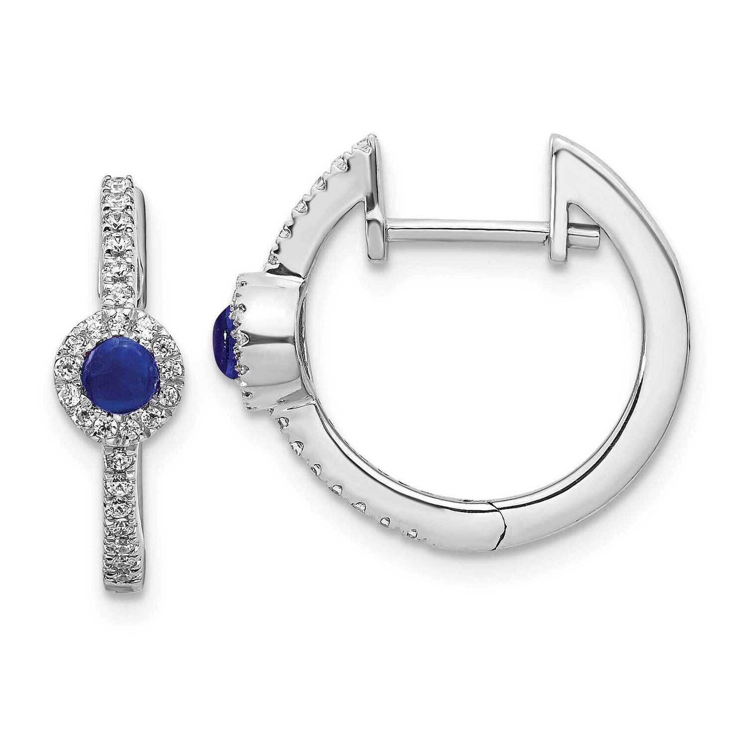 Cabochon Sapphire Earrings 14k White Gold Diamond EM4031-SA-020-WA, MPN: EM4031-SA-020-WA, 19110183…