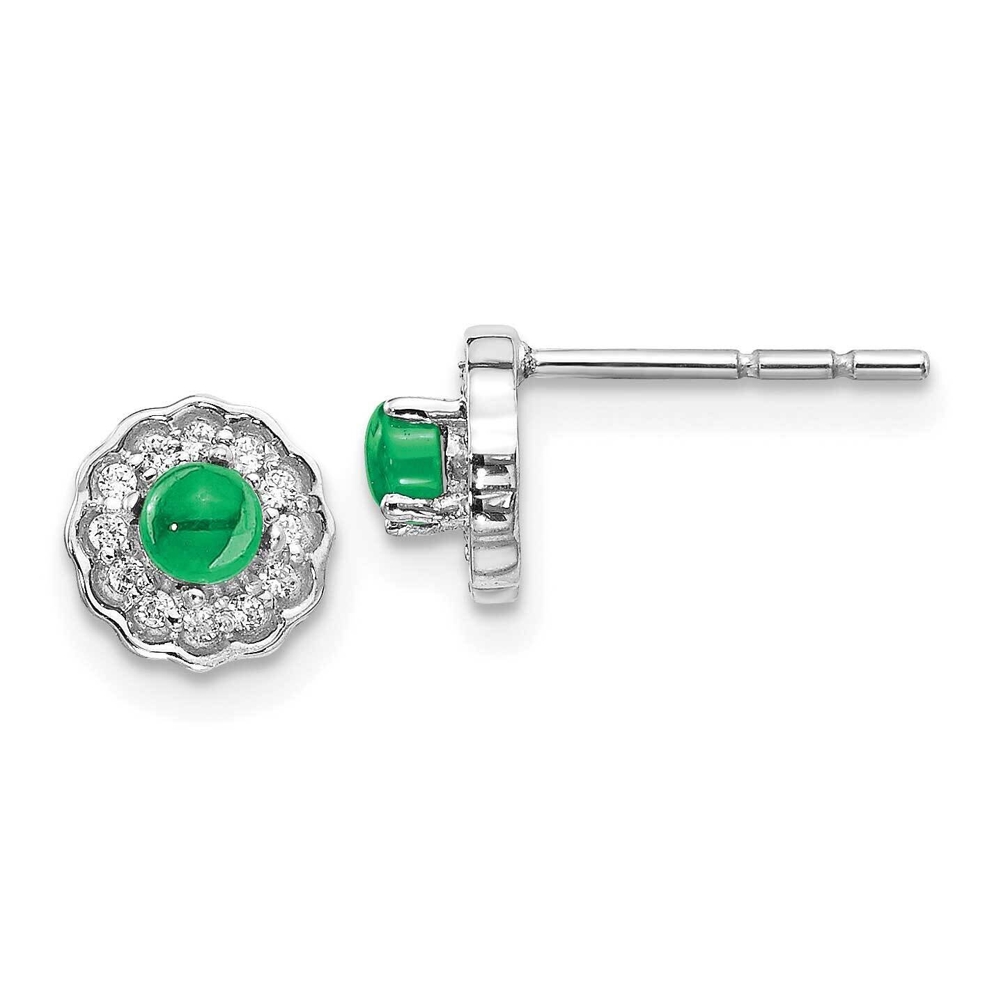Cabochon Emerald Earrings 14k White Gold Diamond EM4032-EM-010-WA, MPN: EM4032-EM-010-WA, 191101837…
