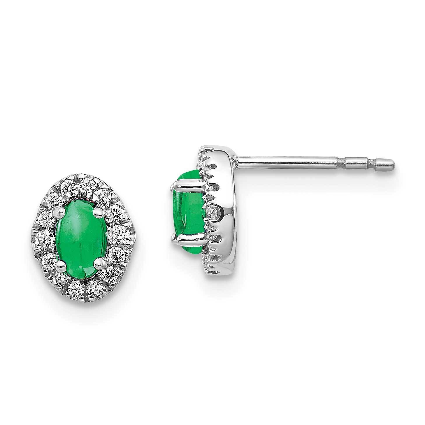 Cabochon Emerald Earrings 14k White Gold Diamond EM4035-EM-016-WA, MPN: EM4035-EM-016-WA, 191101837…