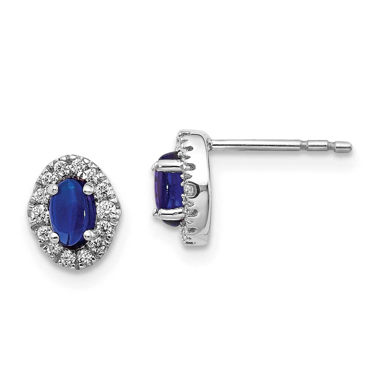Cabochon Sapphire Earrings 14k White Gold Diamond EM4035-SA-016-WA, MPN: EM4035-SA-016-WA, 19110183…