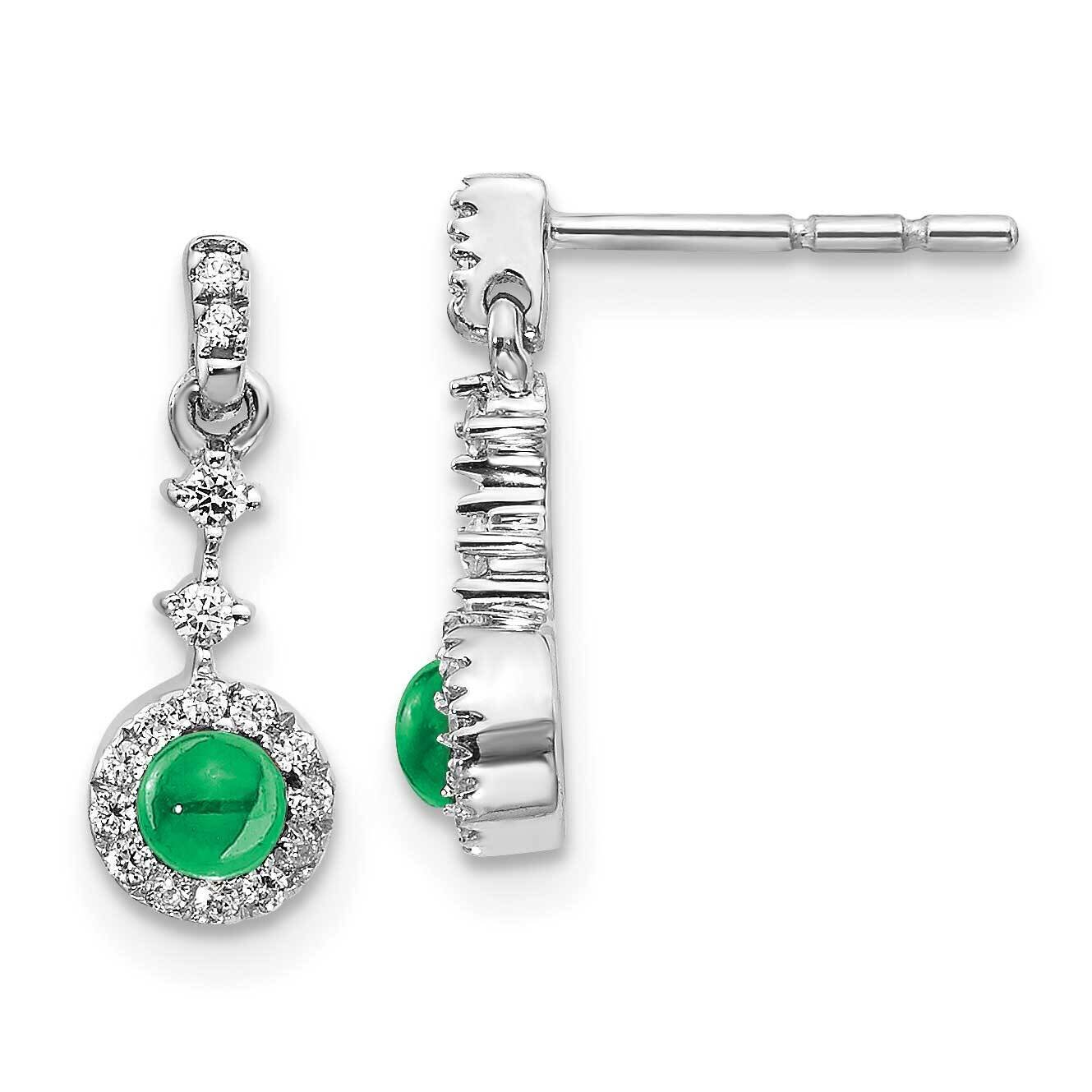 Cabochon Emerald Earrings 14k White Gold Diamond EM4037-EM-016-WA