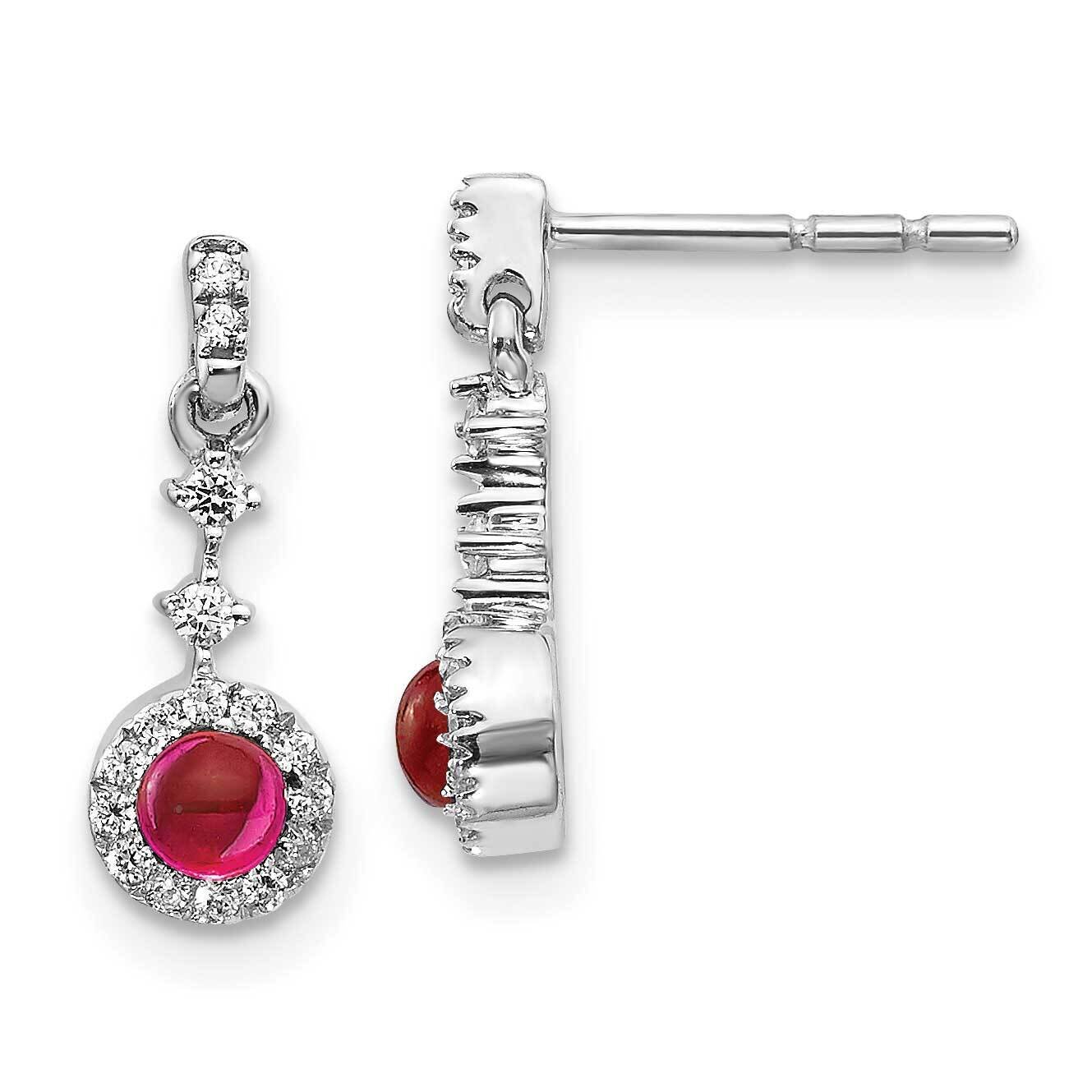 Cabochon Ruby Earrings 14k White Gold Diamond EM4037-RU-016-WA, MPN: EM4037-RU-016-WA, 191101837685