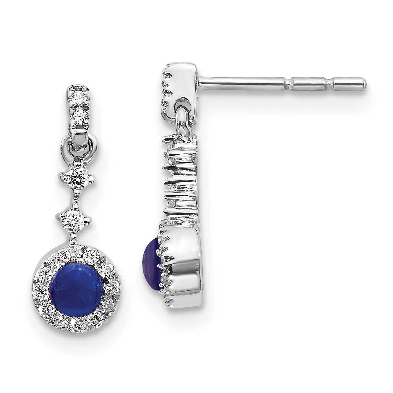 Cabochon Sapphire Earrings 14k White Gold Diamond EM4037-SA-016-WA, MPN: EM4037-SA-016-WA, 19110183…