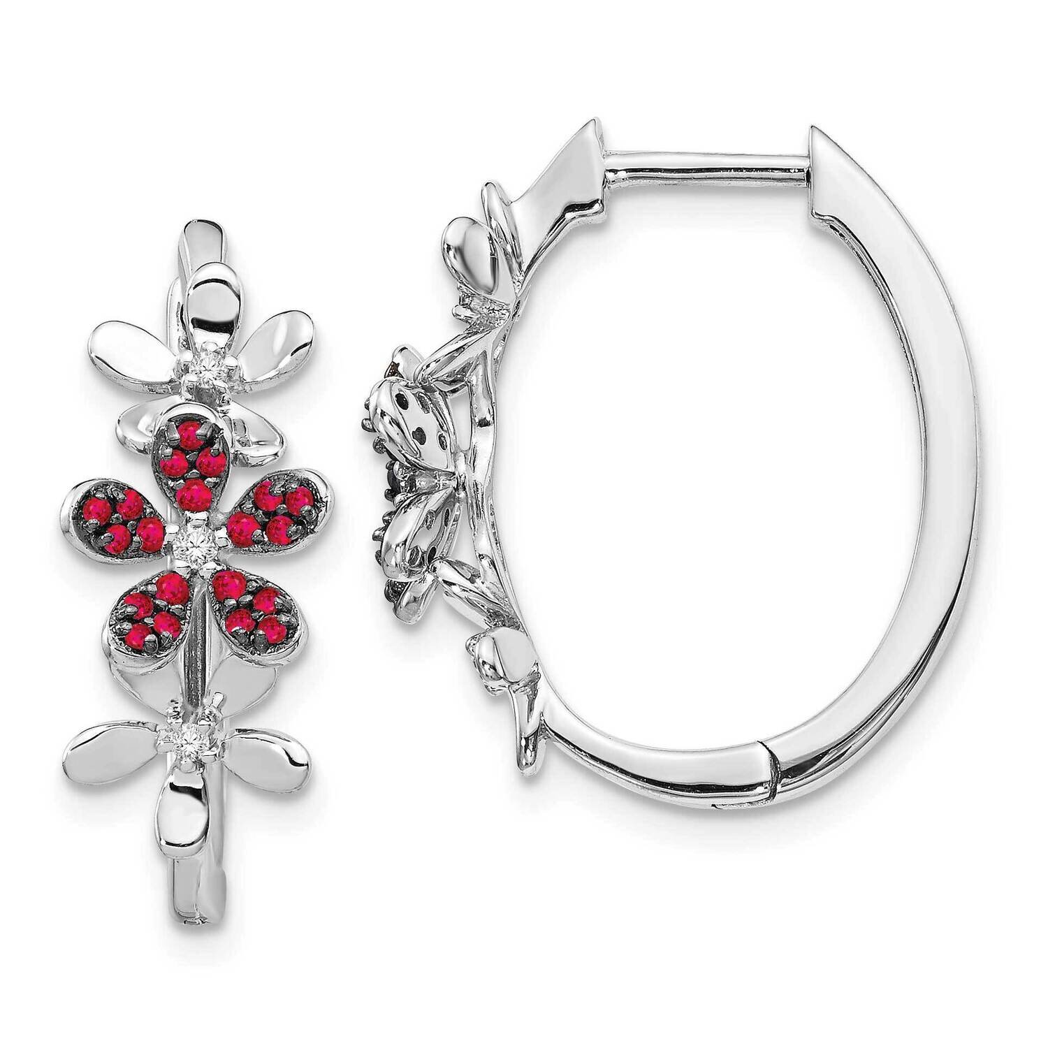 Ruby Earrings 14k White Gold Diamond EM4044-RU-006-WA, MPN: EM4044-RU-006-WA, 191101837715