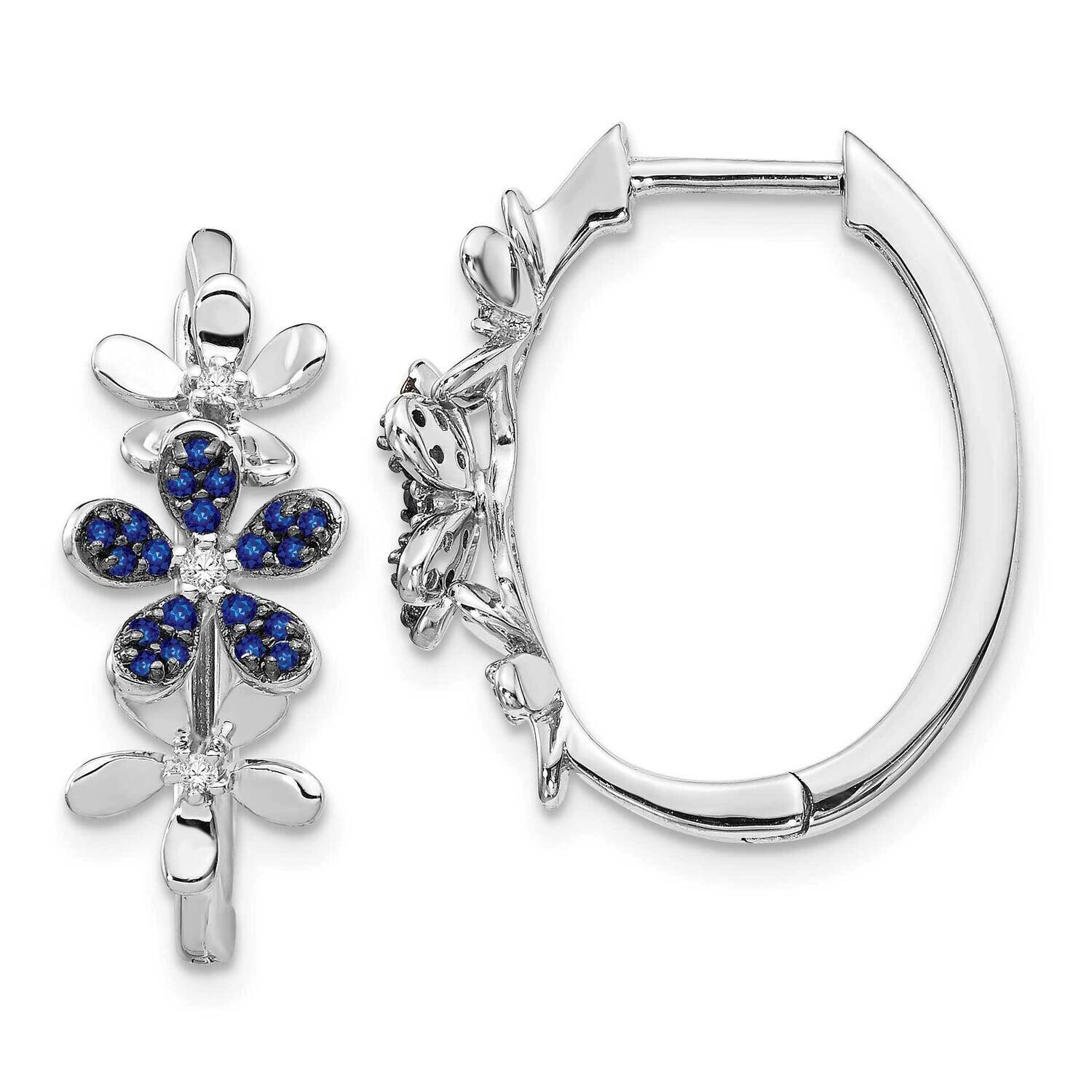 Sapphire Earrings 14k White Gold Diamond EM4044-SA-006-WA, MPN: EM4044-SA-006-WA, 191101837722