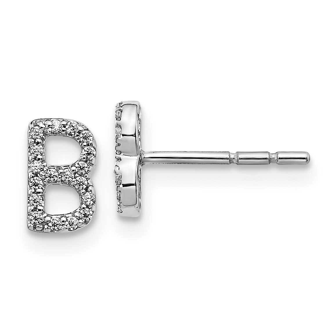 Initial B Earrings 14k White Gold Diamond EM4169B-011-WA