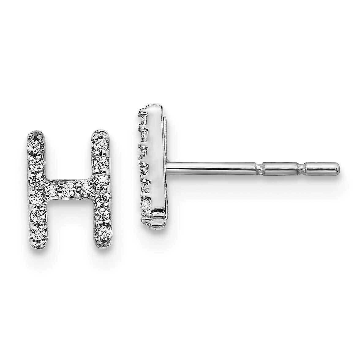 Initial H Earrings 14k White Gold Diamond EM4169H-009-WA