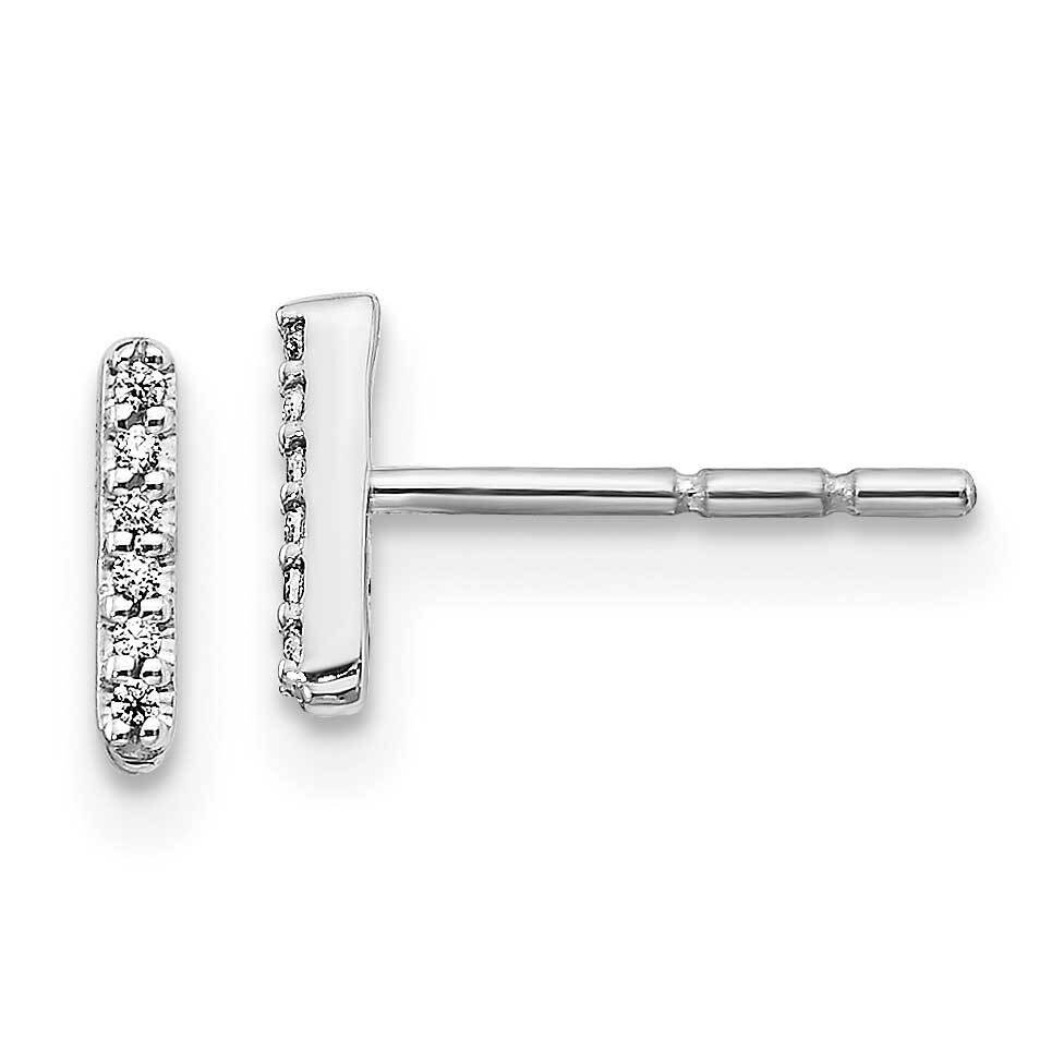 Initial I Earrings 14k White Gold Diamond EM4169I-004-WA, MPN: EM4169I-004-WA, 883957663432