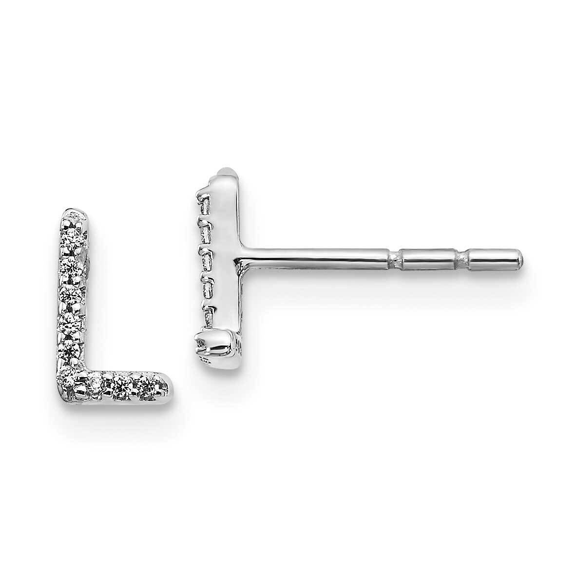 Initial L Earrings 14k White Gold Diamond EM4169L-005-WA, MPN: EM4169L-005-WA, 883957376523