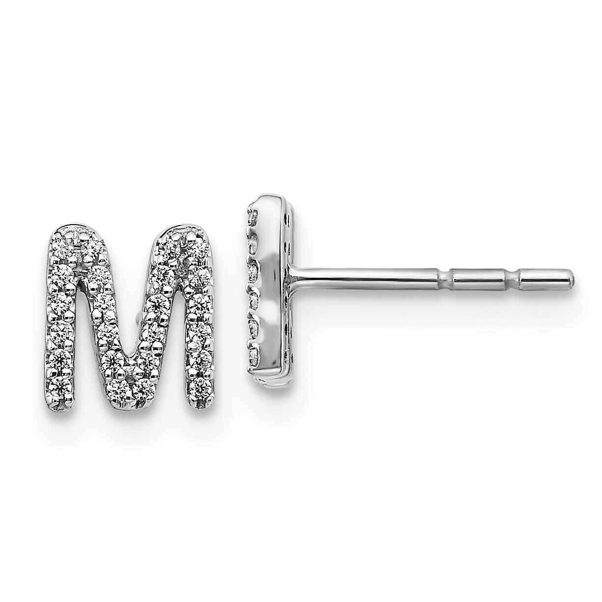 Initial M Earrings 14k White Gold Diamond EM4169M-015-WA, MPN: EM4169M-015-WA, 883957376530