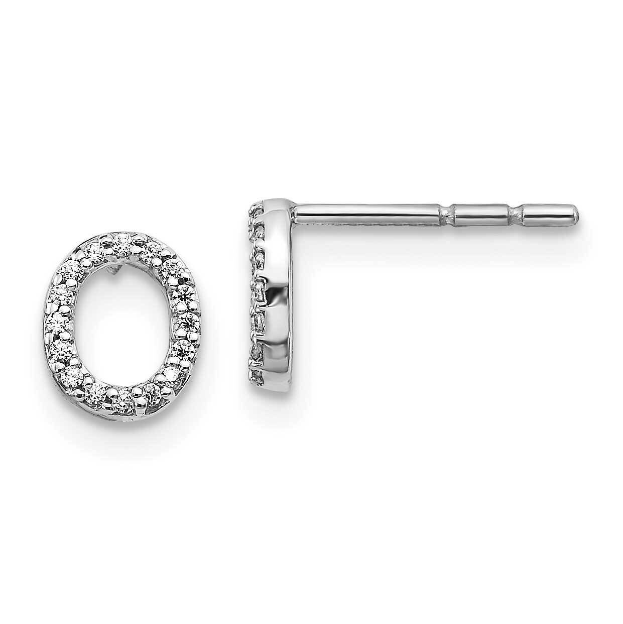 Initial O Earrings 14k White Gold Diamond EM4169O-010-WA, MPN: EM4169O-010-WA, 883957261324