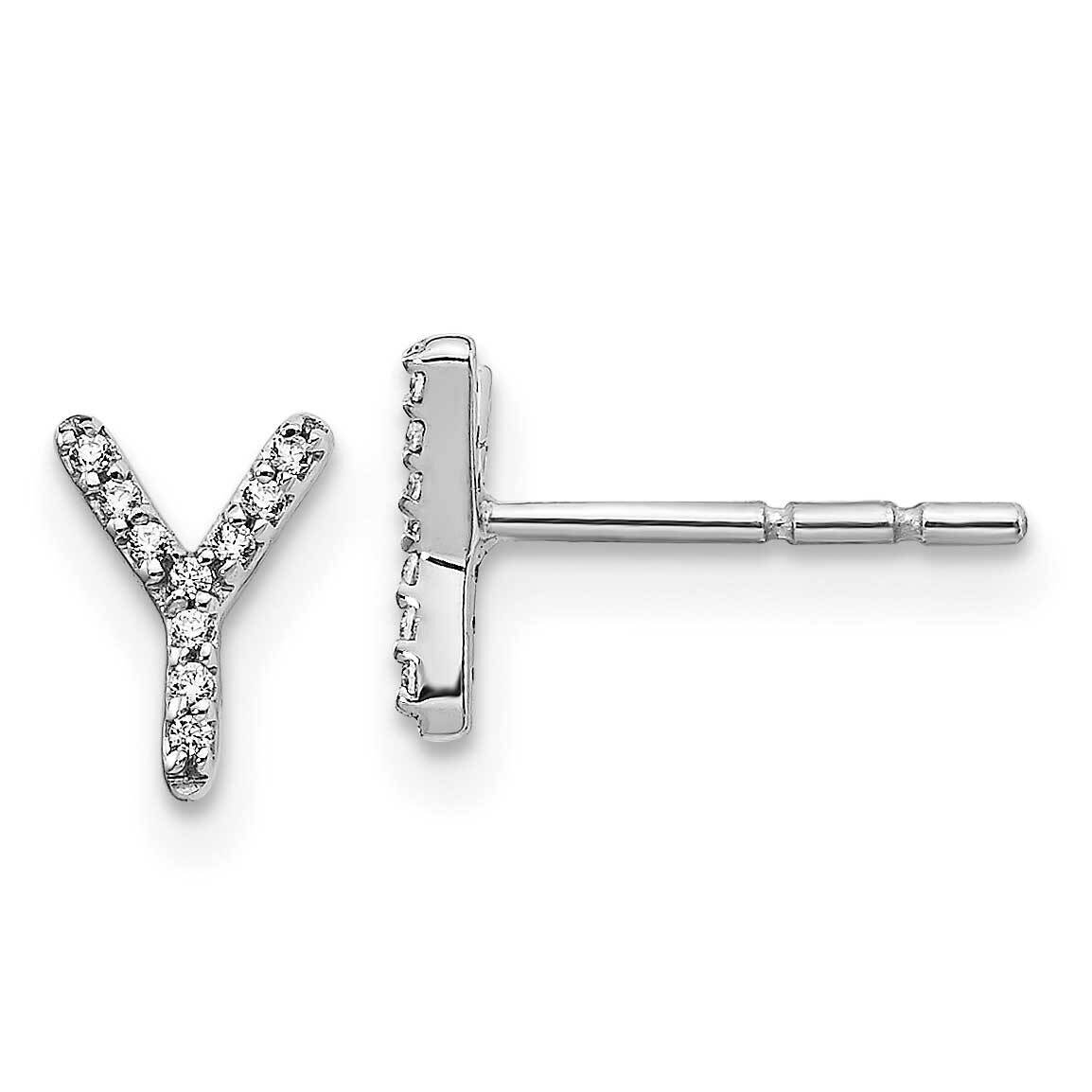 Initial Y Earrings 14k White Gold Diamond EM4169Y-006-WA, MPN: EM4169Y-006-WA, 883957663470