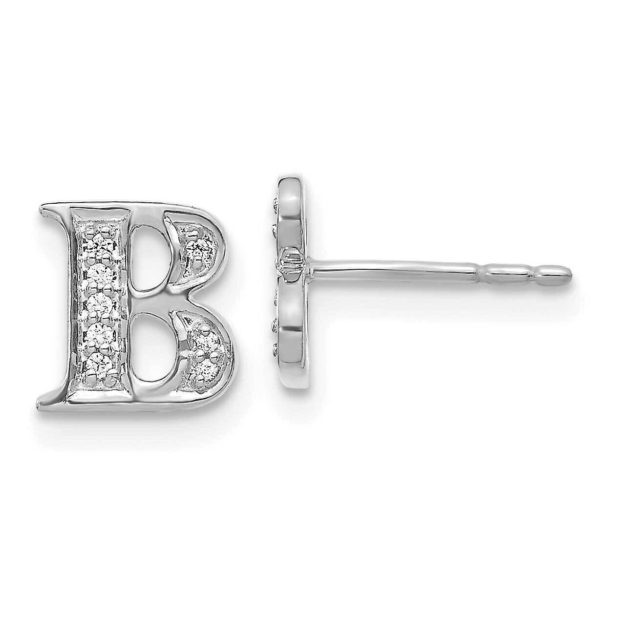 Initial B Earrings 14k White Gold Diamond EM4170B-006-WA, MPN: EM4170B-006-WA, 883957261430