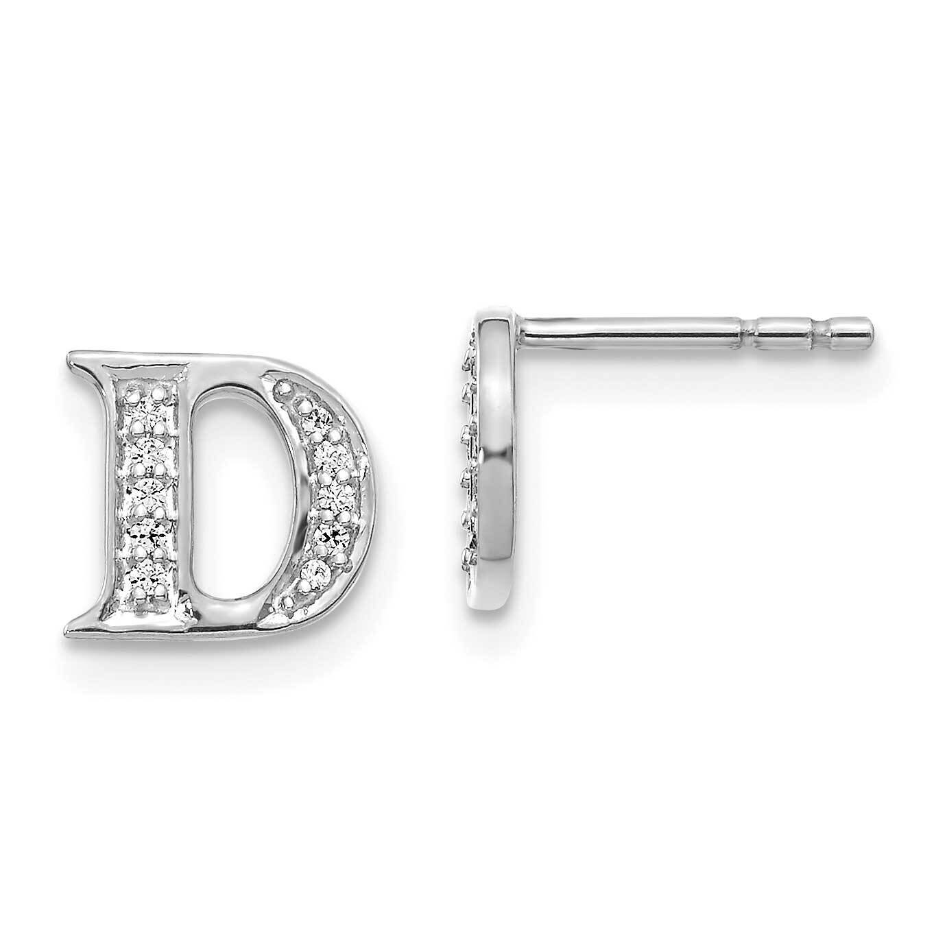 Initial D Earrings 14k White Gold Diamond EM4170D-008-WA
