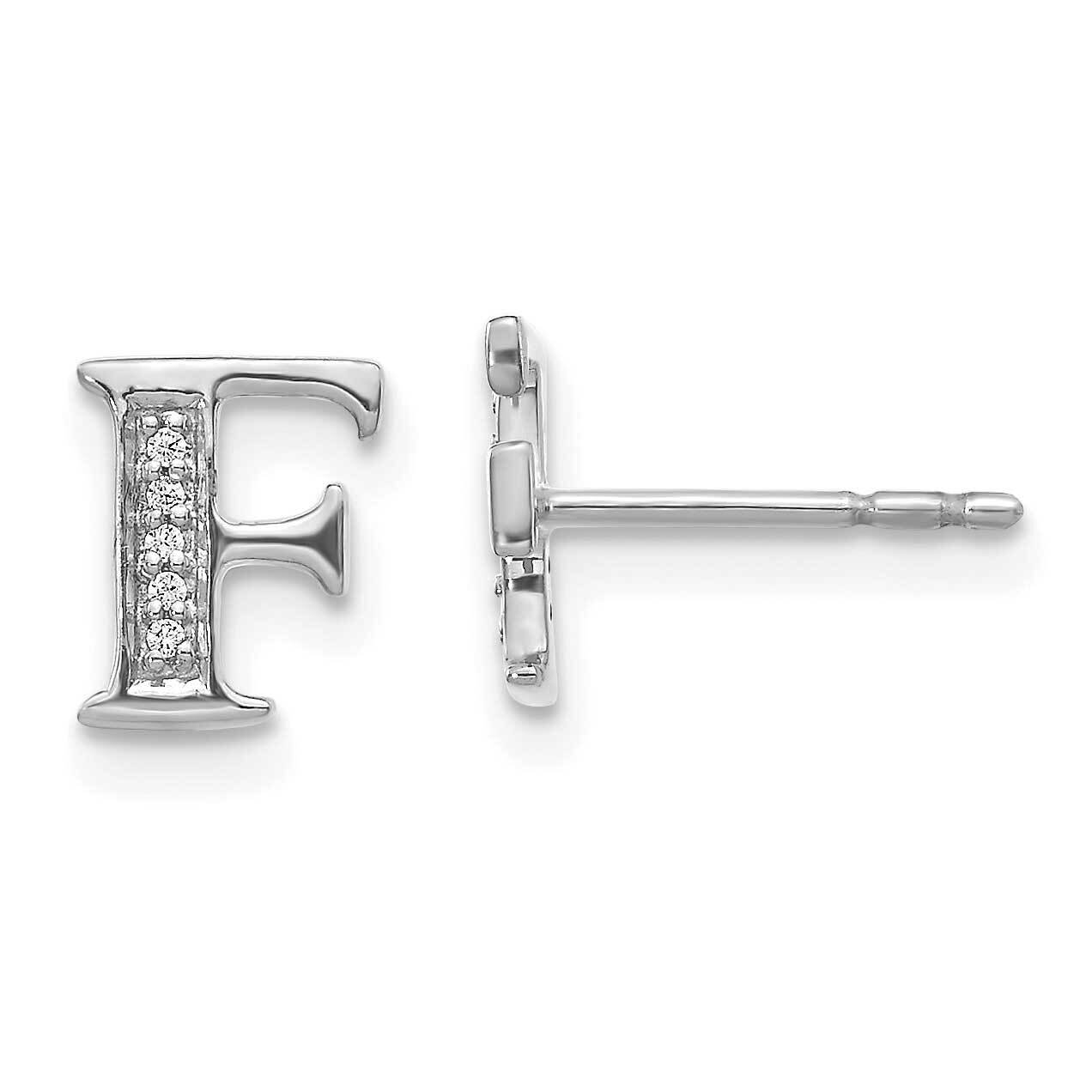 Initial F Earrings 14k White Gold Diamond EM4170F-003-WA, MPN: EM4170F-003-WA, 883957663500