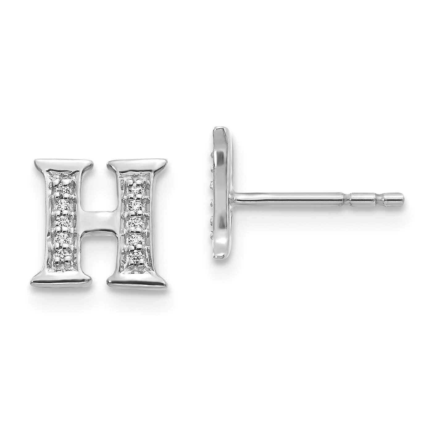 Initial H Earrings 14k White Gold Diamond EM4170H-006-WA, MPN: EM4170H-006-WA, 883957663524